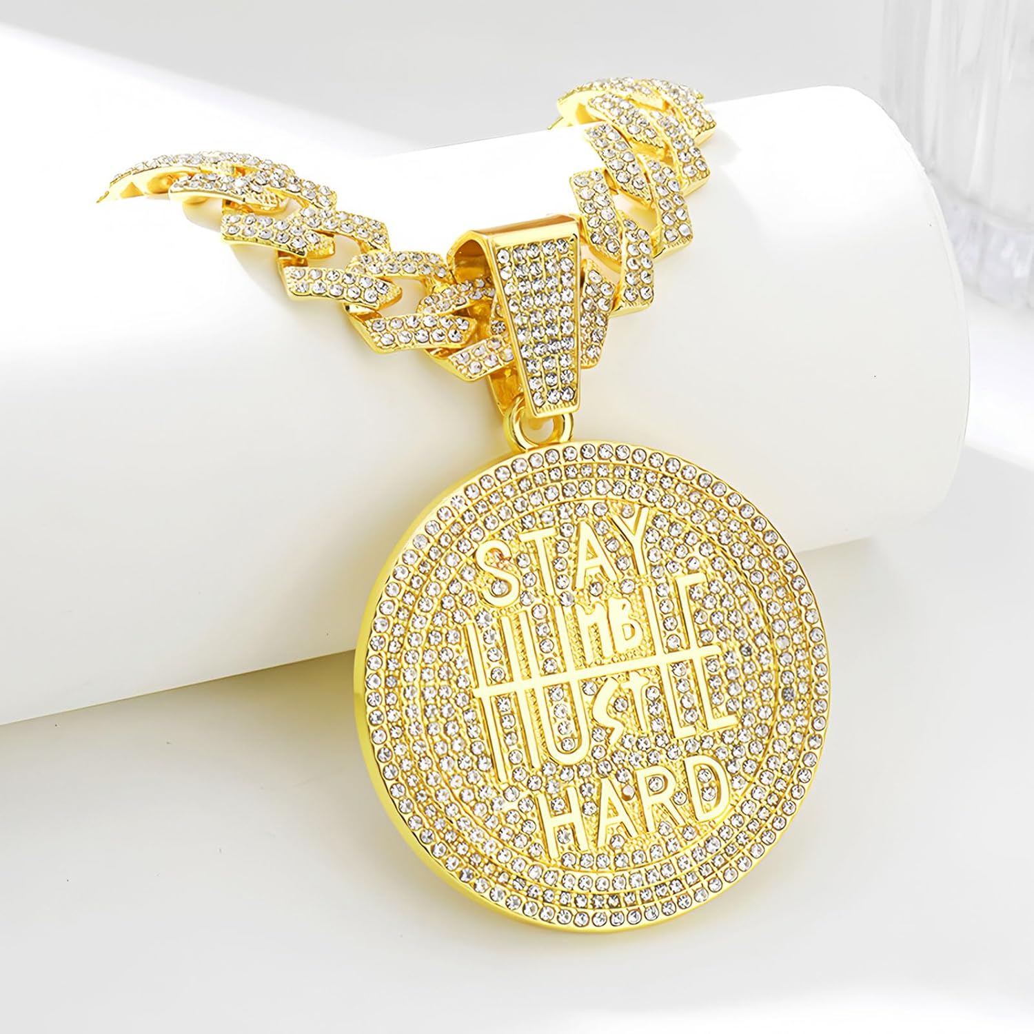 Cuban Link Chain for Men, Miami Men's Chain Silver Gold Plated Necklace for Diamond Chain for Ice Chain Hip Hop Jewelry Gift, Rhinestone pendant necklace for fashion jewelry - Image 3