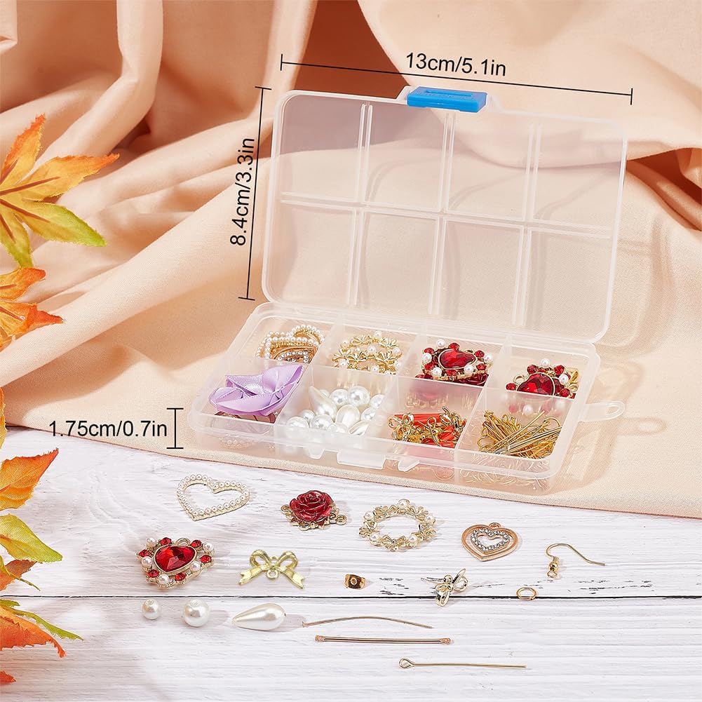 SUNNYCLUE 1 Box 8 Pairs Valentine's Day Rose Charms Baroque Love Charm Earring Making Starter Kit Alloy Red Flowers Rose Pearls Heart Charms for Jewelry Making Kits Art Craft Supplies Adult Beginner