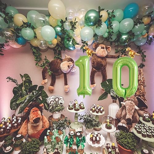 Miniatura 3 de Globo digital de dinosaurio de 40 pulgadas, color verde, número 0, mini globo de dinosaurio, suministros para fiesta de cumpleaños, temática verde