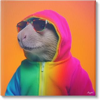 Stupell Industries Rainbow Beaver Portrait Canvas Wall Art by Roozbeh