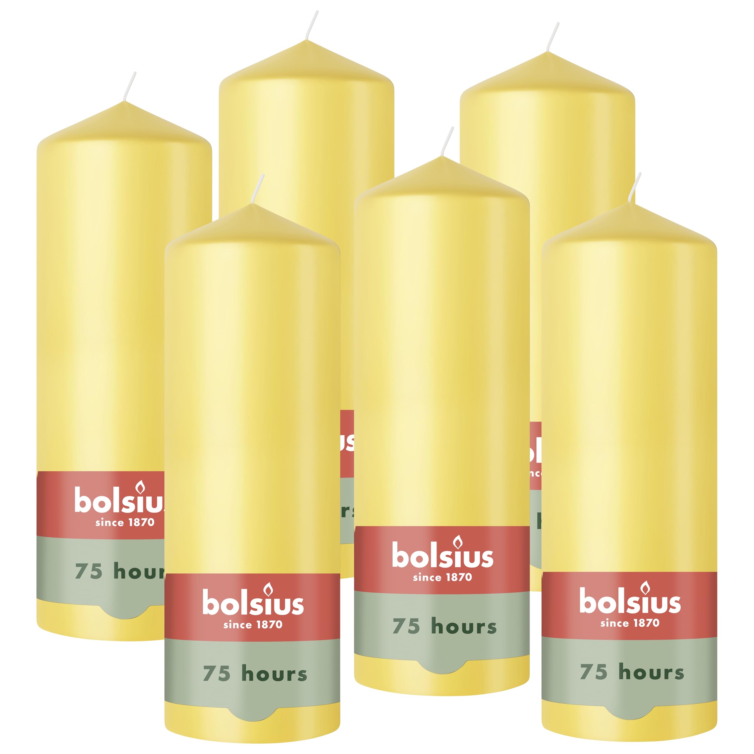 Bolsius - Pillar Candle - Fresh Yellow - 20 cm - Burning Time 75 Hours - with Natural Extracts - Natural Plant Wax - No Palm Oil โ image 1