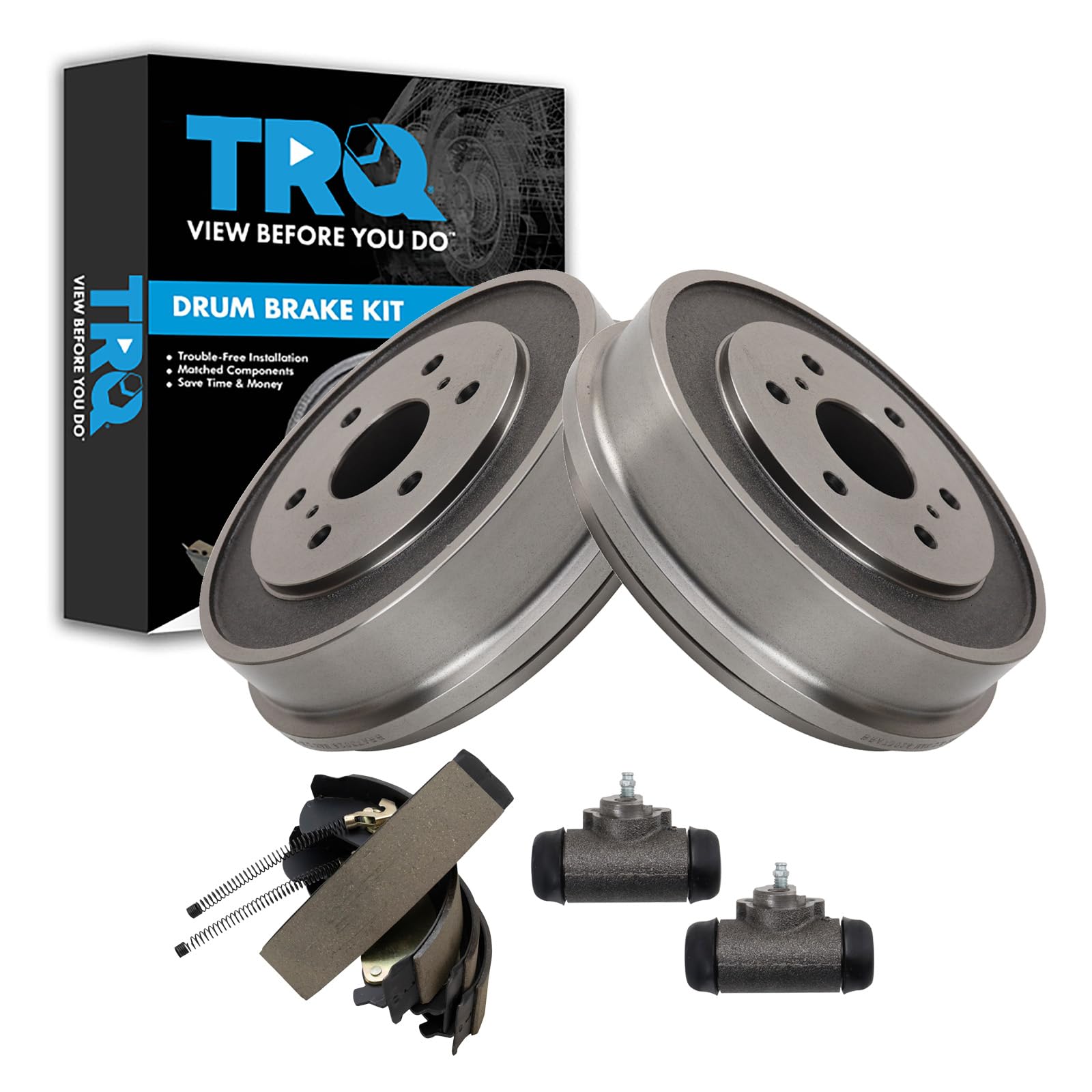 TRQ Brake Shoe & Drum Kit Compatible with 2005-2008 Chevrolet Silverado 1500 2007 Silverado 1500 Classic GMC Sierra 1500 Sierra 1500 Classic