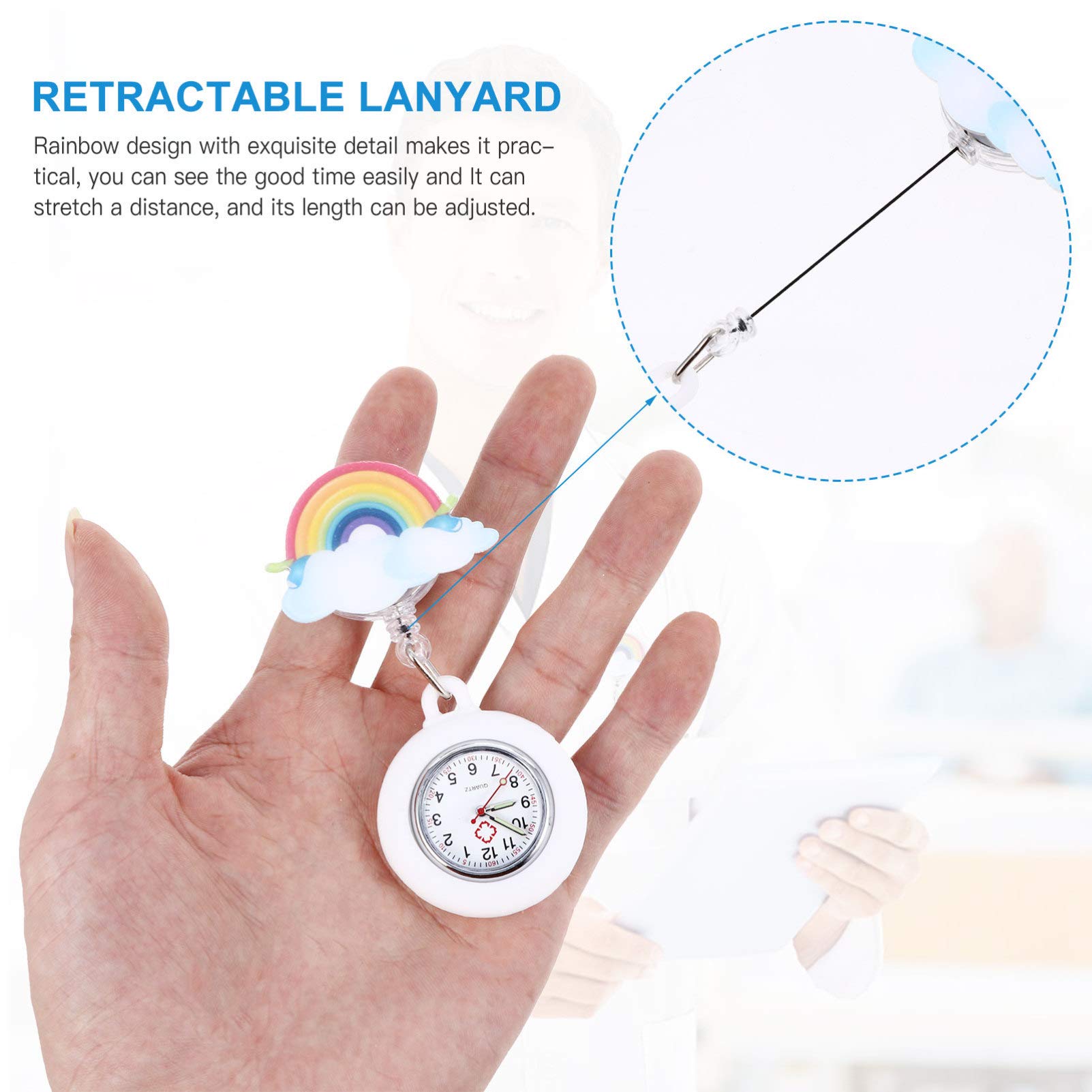 UKCOCO Krankenschwesteruhr Regenbogen – Taschenuhr Mit Brosche, Quarzuhr Für Pflegepersonal & Ärzte