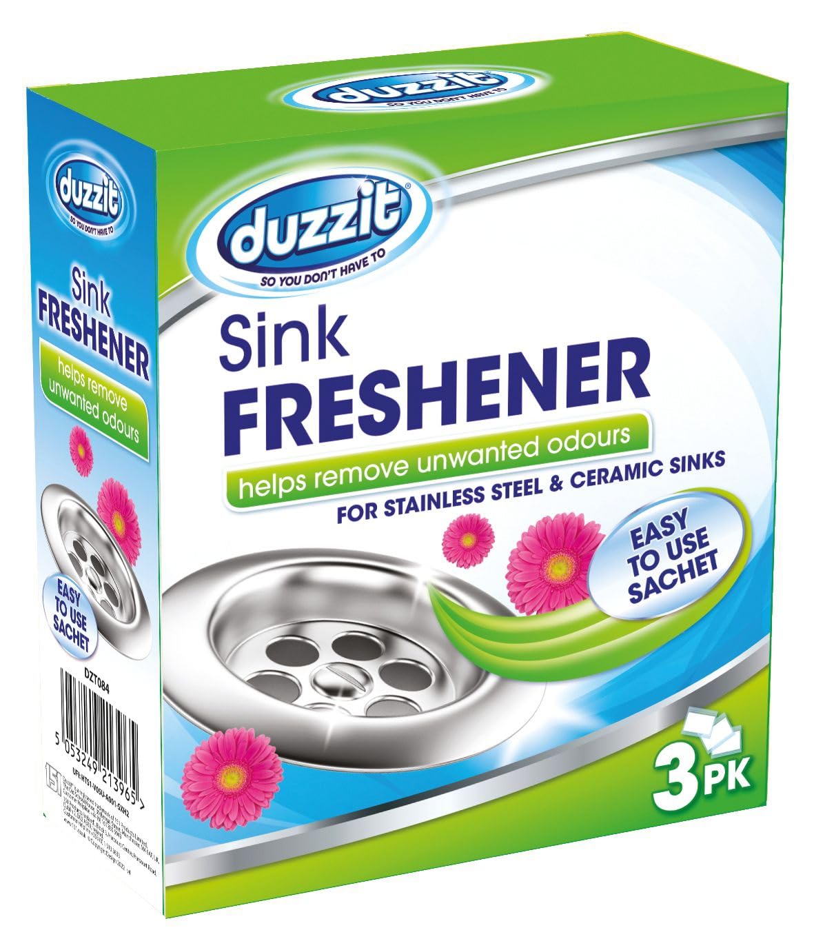 Sink Freshener Helps Remove Odours Easy To Use Sachets Pack Of 3, Green
