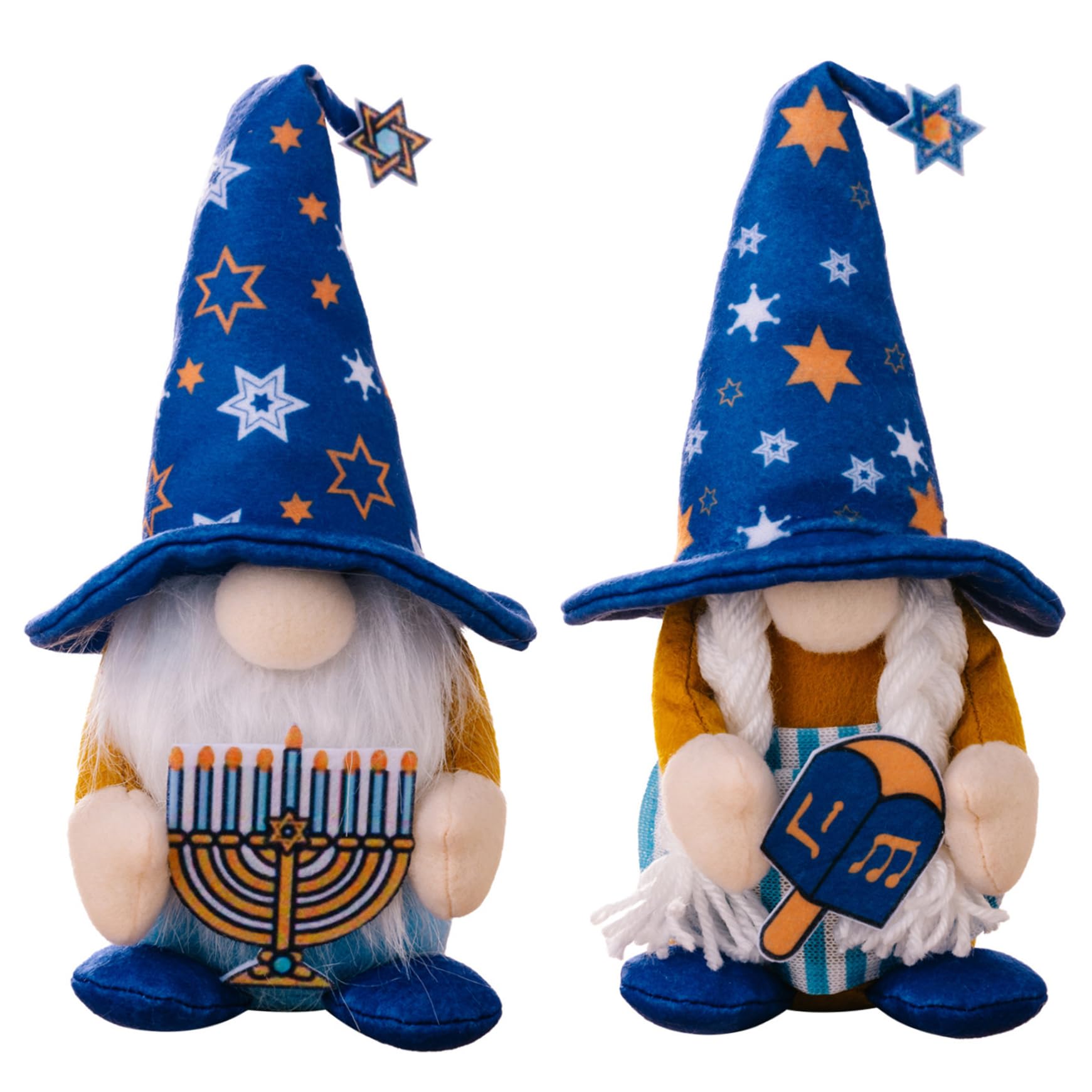 Hanukkah Decorations 2PCS Mr and Mrs Gnome Plush with Star Hat, Cute Faceless Hanukkah Gnomes for Table Shelf Decor, Soft Jewish for Home Decorations