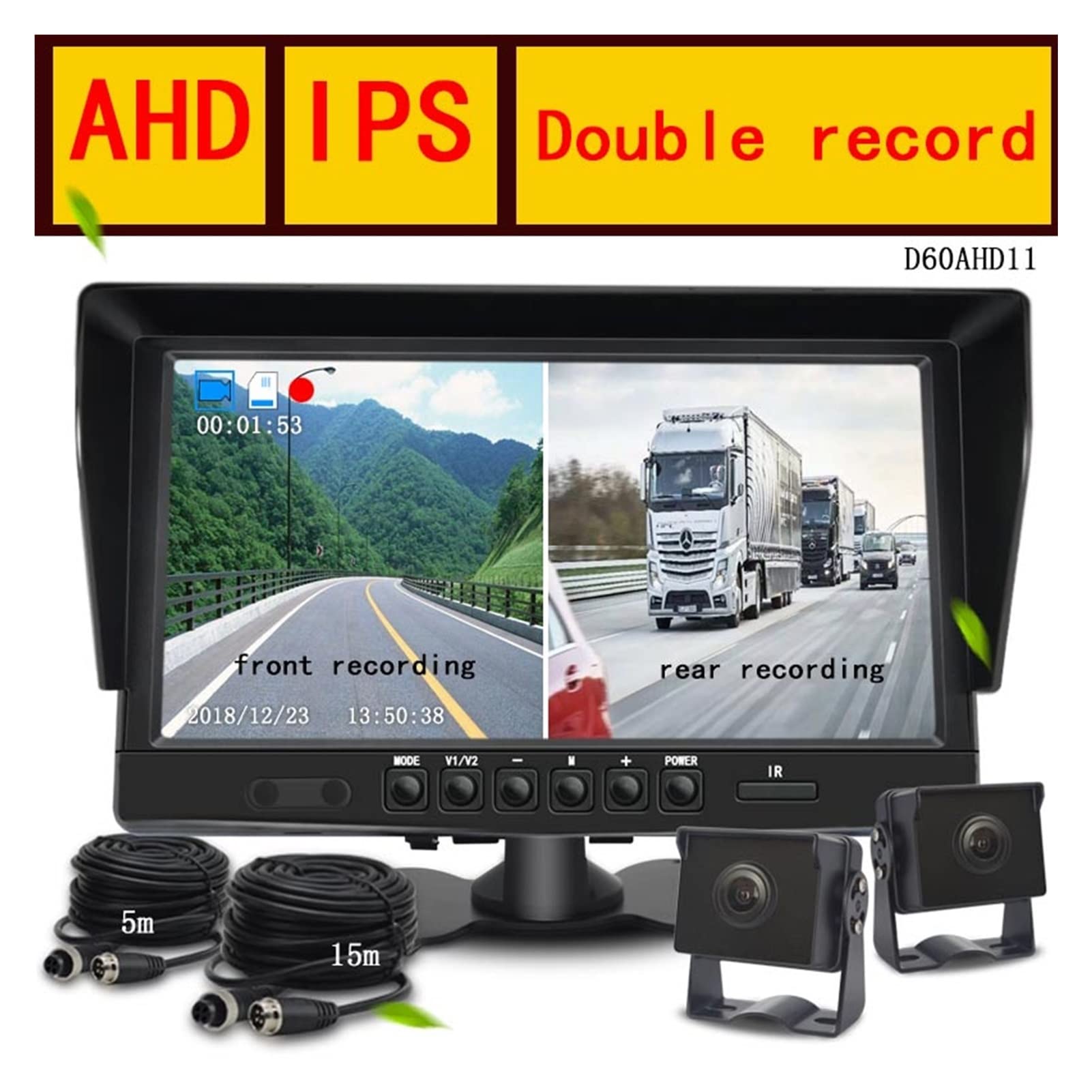 GPS pour Voiture, Auto DVR 2 Lentille de caméras 10,1 Pouces Dash Caméra Deux lentille avec l'enregistreur vidéo l'appareil Photo Réservateur Automatique(D60AHD11)