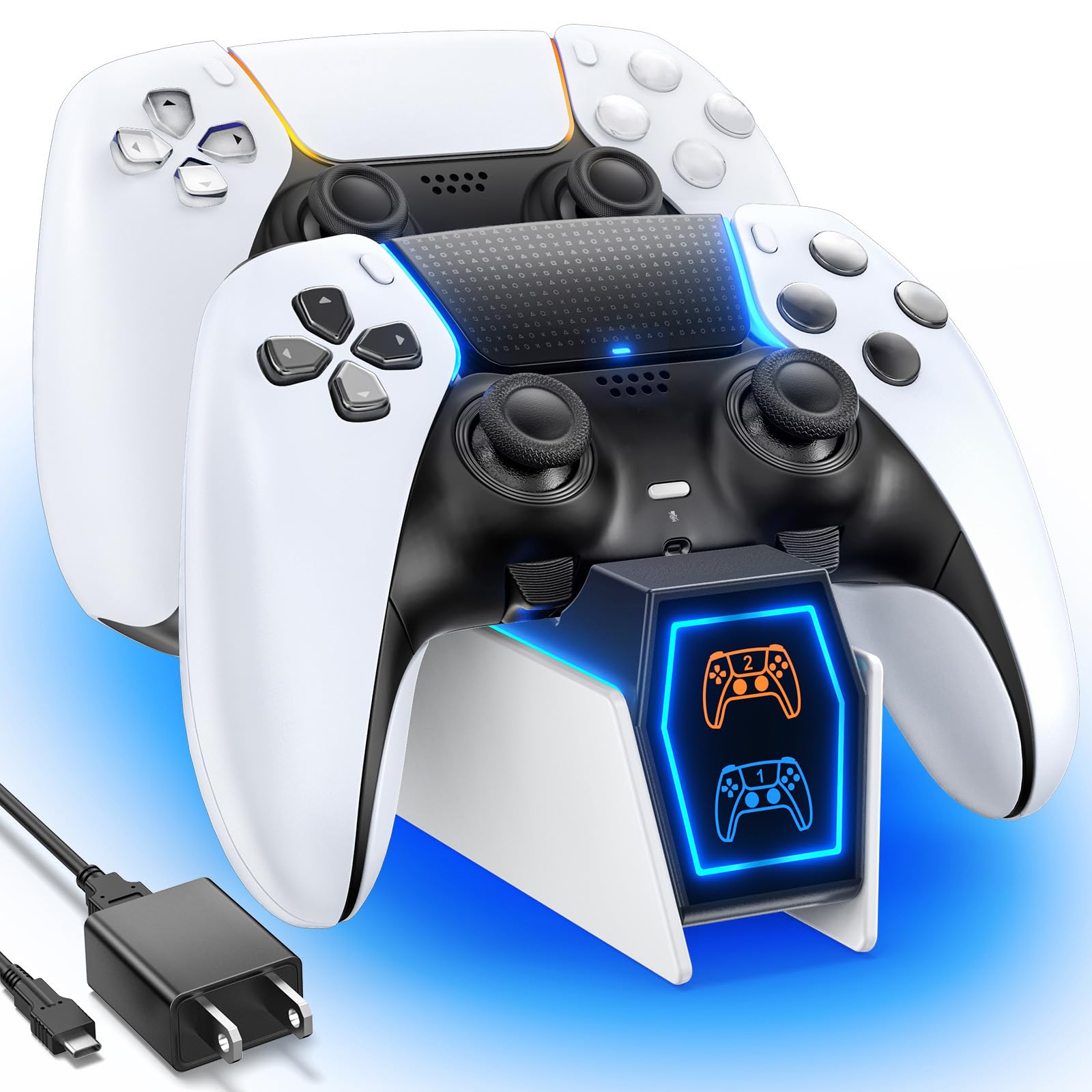 OIVO PS5 Controller Charging Station with EU Power Supply, PS5 Charging Station 2 Hours Quick Charging for PS5 Controller & Edge Controller, Playstaiton 5 Charging Station & Storage for DualSense