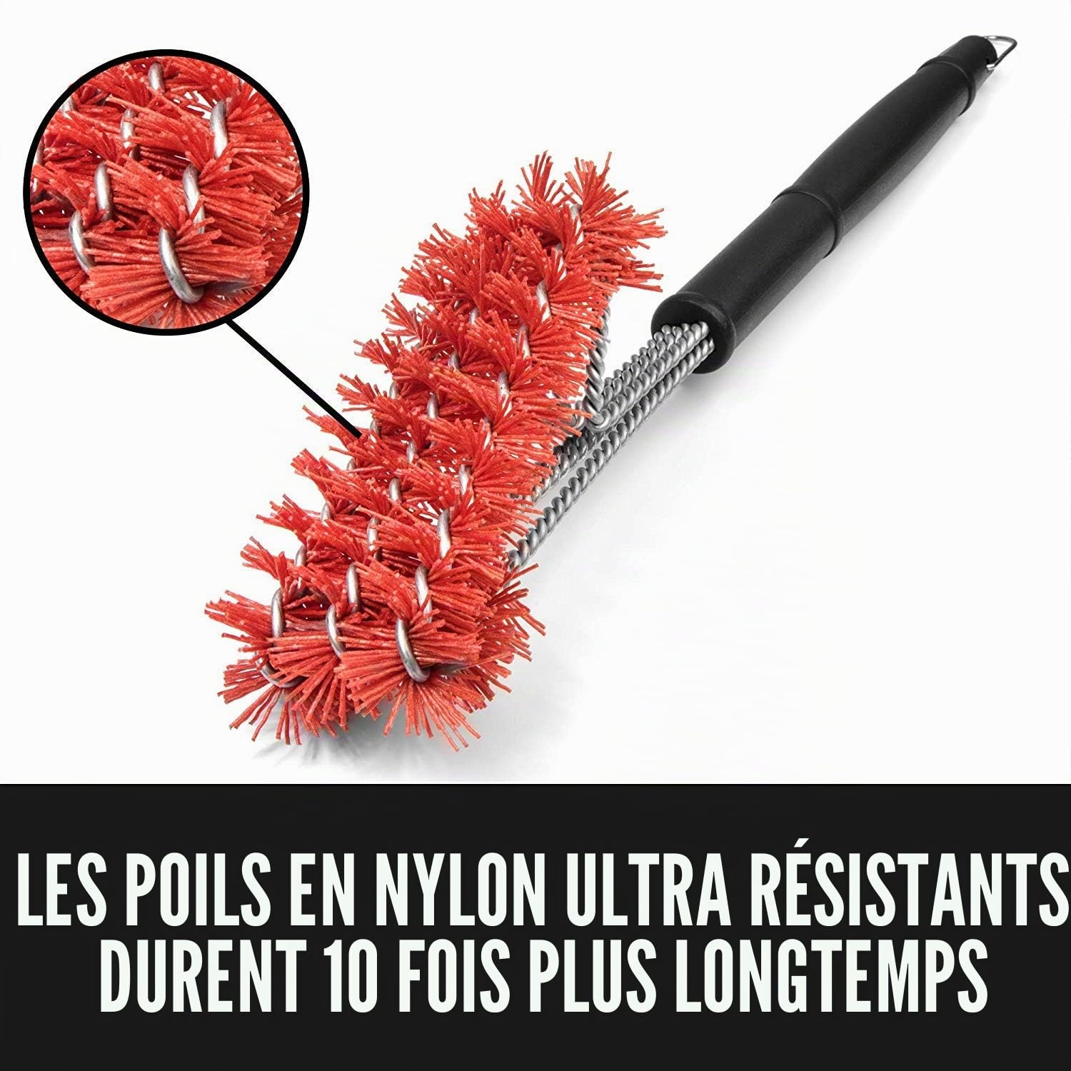 Grillaholics Essentials Nylon Grill Brush - Bristle Free Alternative - Nylon Cold Scrub Technology Cleans Between The Grates - Lifetime Manufacturer's Warranty