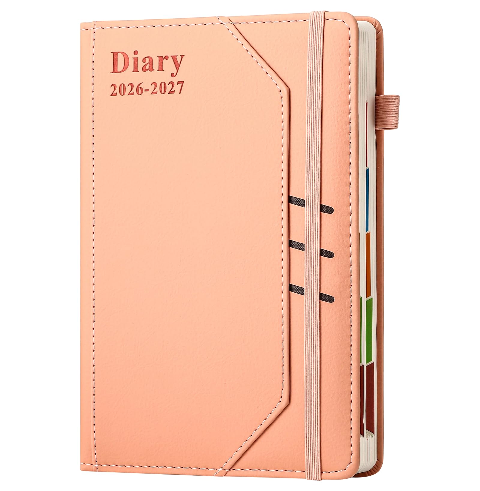 Academic Diary 2026 2027 Page a Day A5,Mid Year Diary 2026/27 Day per Page,Daily Planner Organiser from July 2026 to June 2027,Productivity Journal with Pocket (Pink)