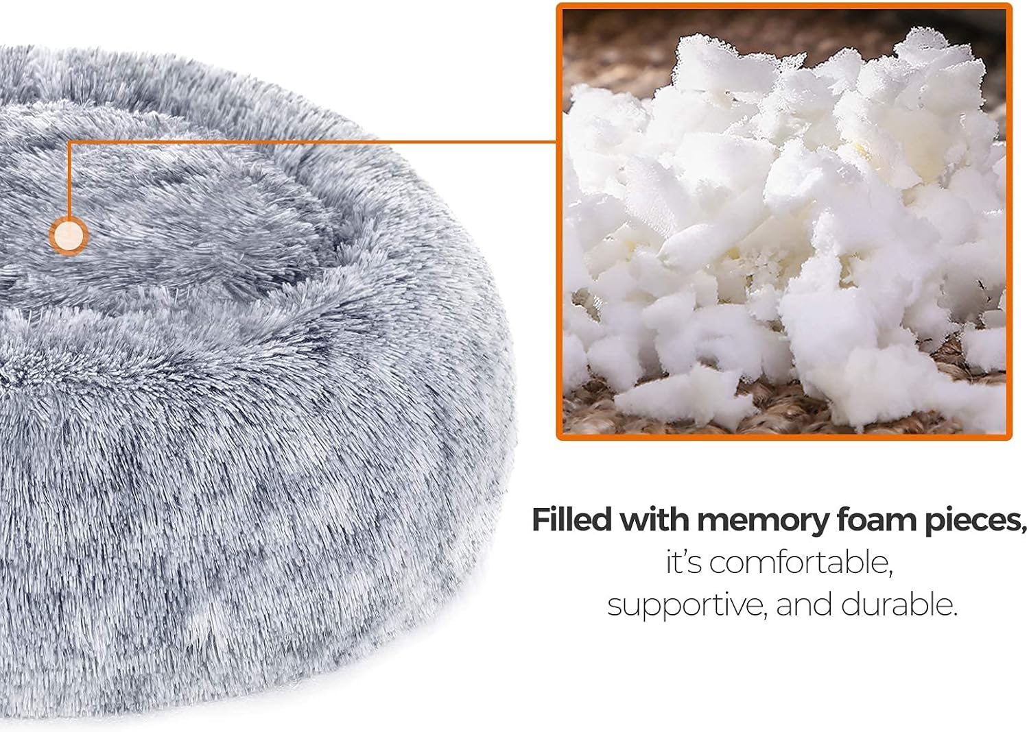 FEANDREA Dog Bed, Cat Bed, Soft Plush Surface, Donut-Shaped Dog Sofa with Removable Inner Cushion, Washable, 23 Inches Dia, Gray UPGW038G01 : Pet Supplies