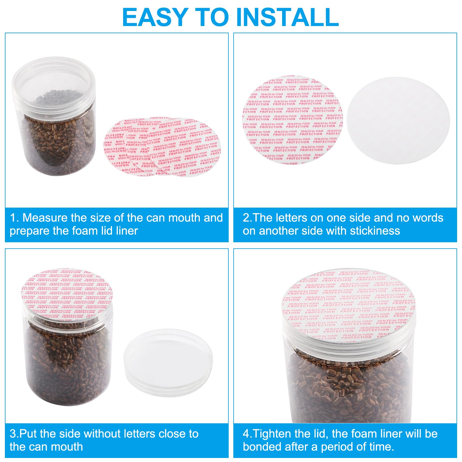 Guarnizioni In Schiuma Per Coperchi 48mm - 200 Pezzi Sigilli Adesivi Per Barattoli E Bottiglie - Foto 4