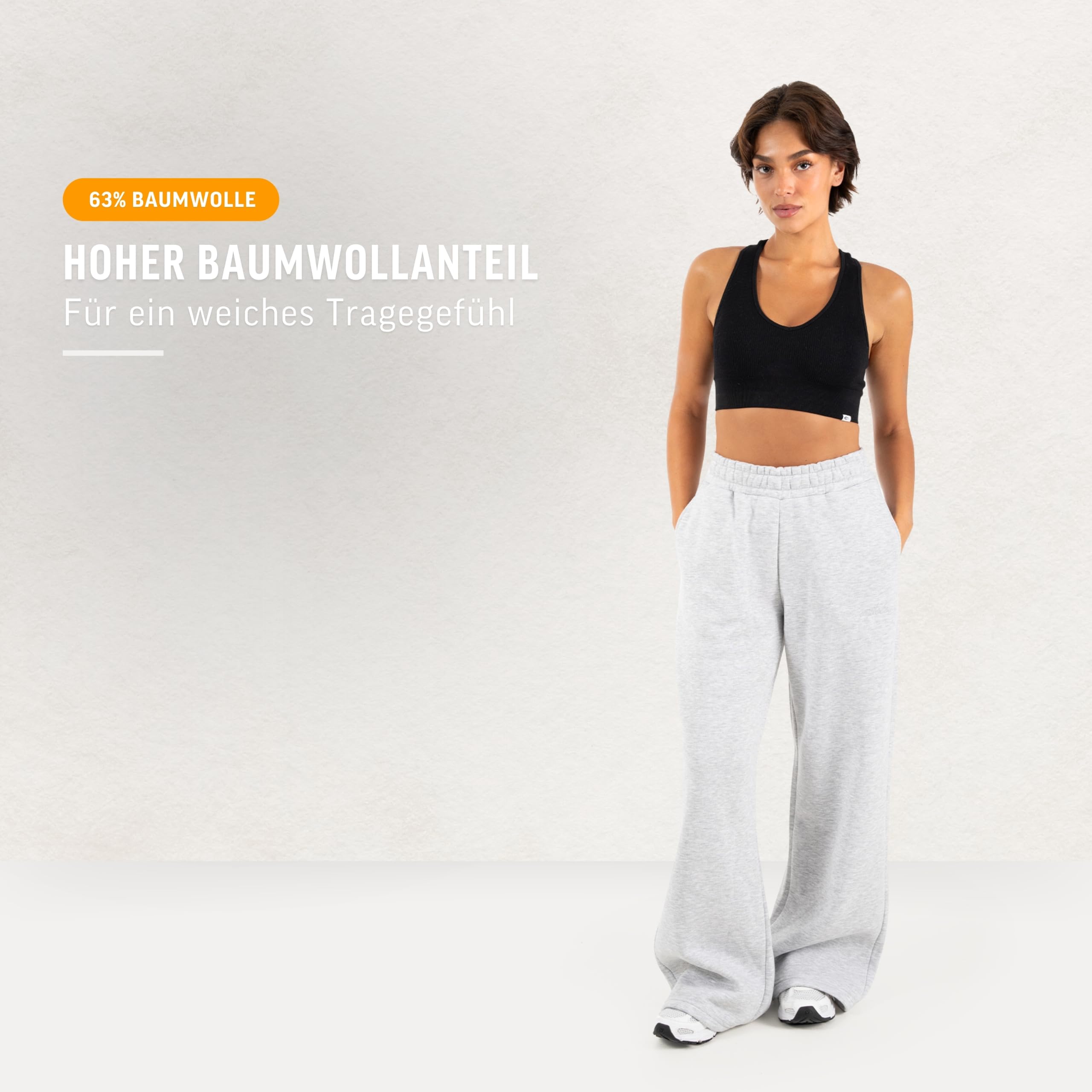 SMILODOX Jogginghose Damen Zadie, Loose Fit Freizeithose mit hohem Baumwollanteil, weiten Hosenbeinen, gestricktem Gewebe, elastischem Bund, weichem Tragegefühl, Sporthose für Alltag, Gym & Freizeit