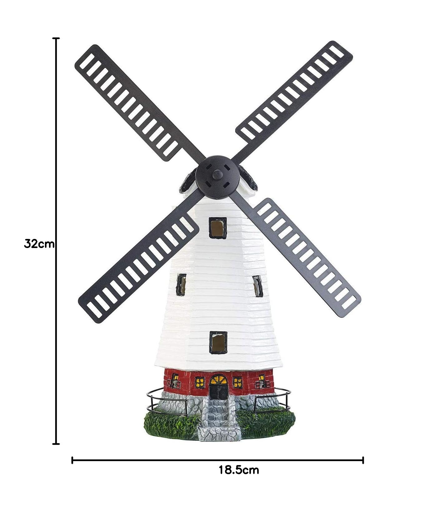 Lunartec Esculturas de Viento - Molino jardín Solar: Molino de Viento Solar Deco con turbina eólica giratoria y luz LED, Batería de 8 Horas (con LED Encendiendo, Iluminado Viento Deco)