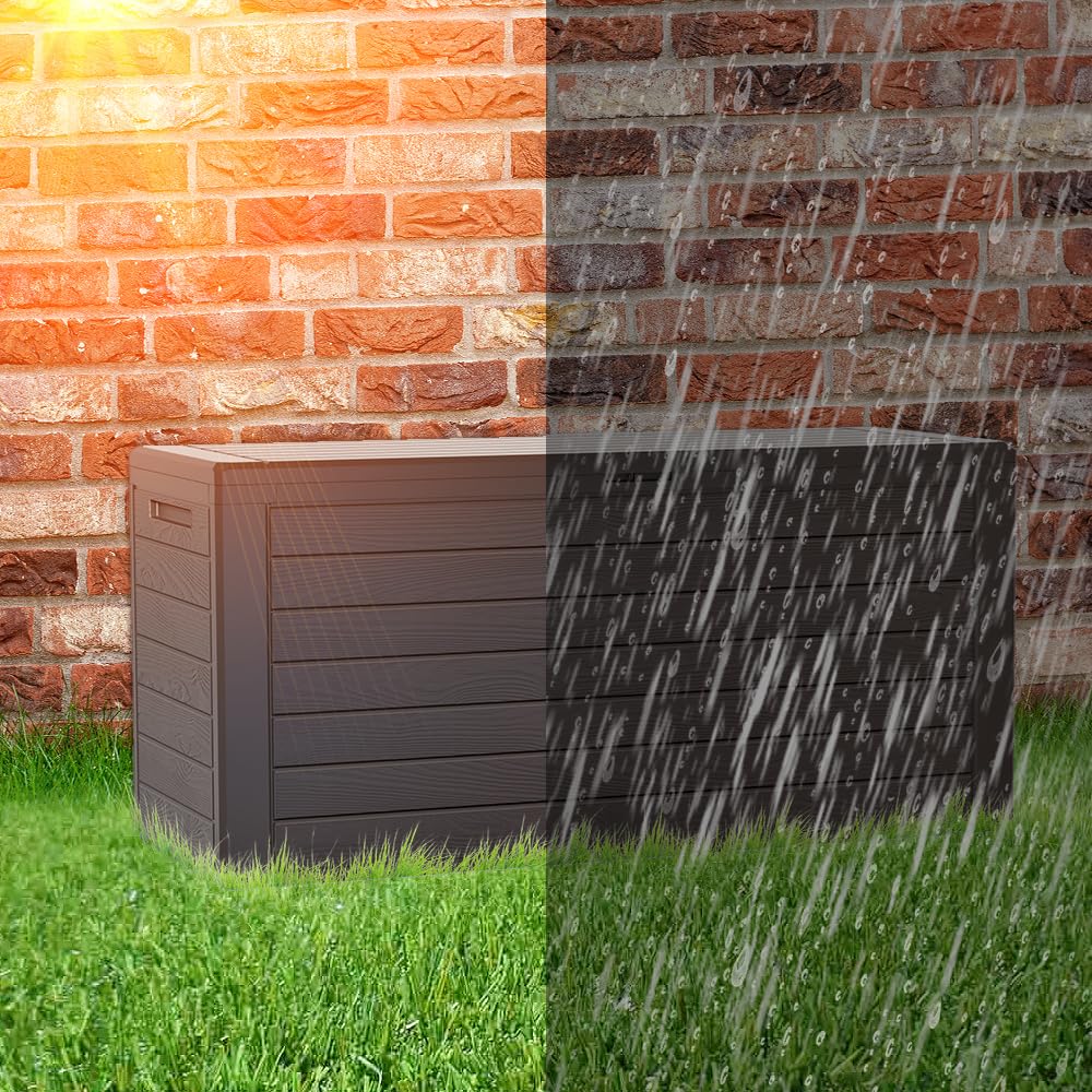 VOUNOT® Baule da Giardino Impermeabile 280 L Effetto Legno Marrone