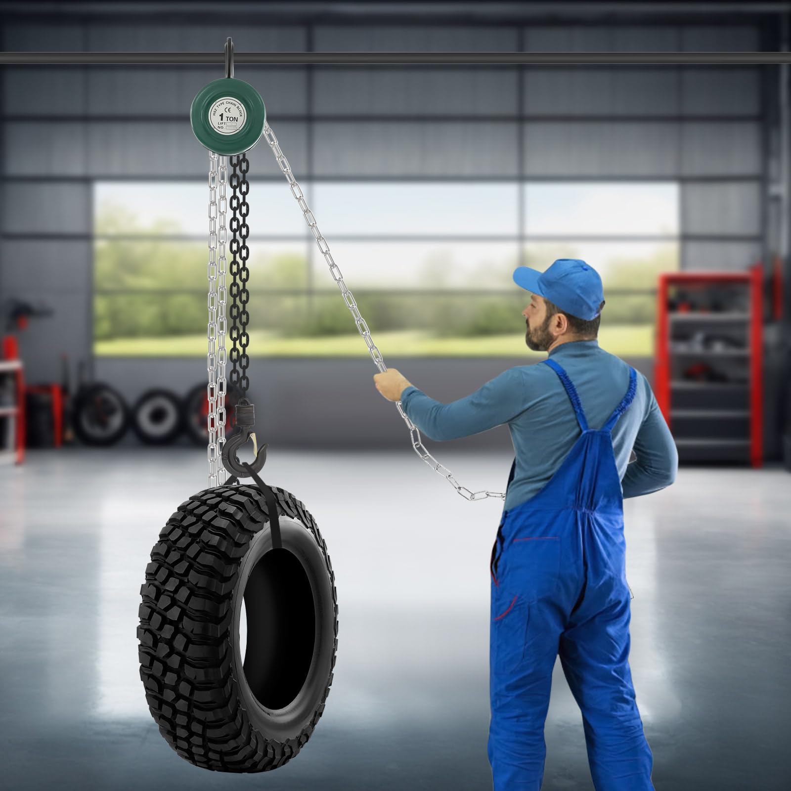 Cadena de 1000 kg, 3 m, con mosquetón de seguridad, acero