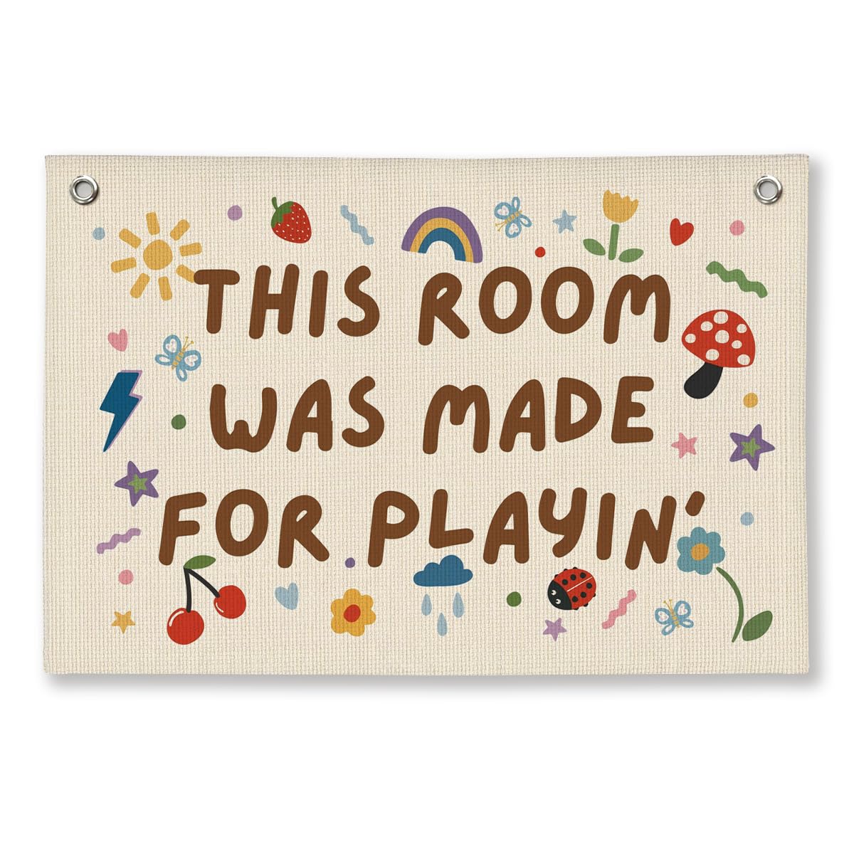 Play room Wall Decor, Toddler Playroom Decor Hanging Linen Banner, Play Room Wall Decor for Nursery, 20x30 Inch