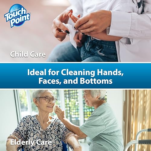 Miniatura 4 de Touch Point Toallitas para el cuidado personal, 900 toallitas en rollo, 8 x 7 pulgadas, sin fragancia, fórmula hidratante con aloe y vitamina E -