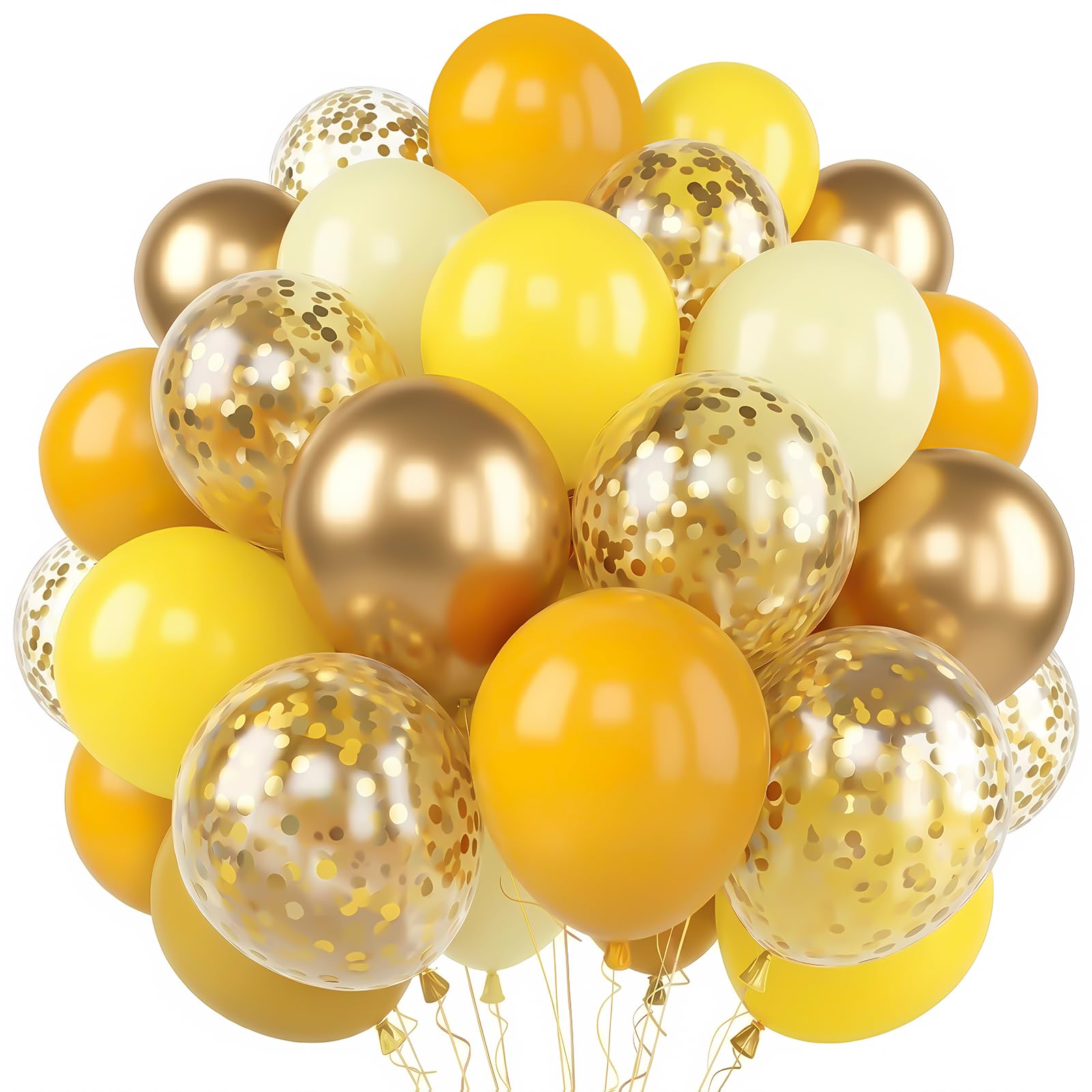Yellow Gold Balloons, 100pcs 12 Inch Latex Balloons, Confetti Balloon, Perfect for Bee Party, Sunflower Birthday, Baby Shower, Bridal Shower, Wedding, Graduation & Sunshine Themed Party Decorations