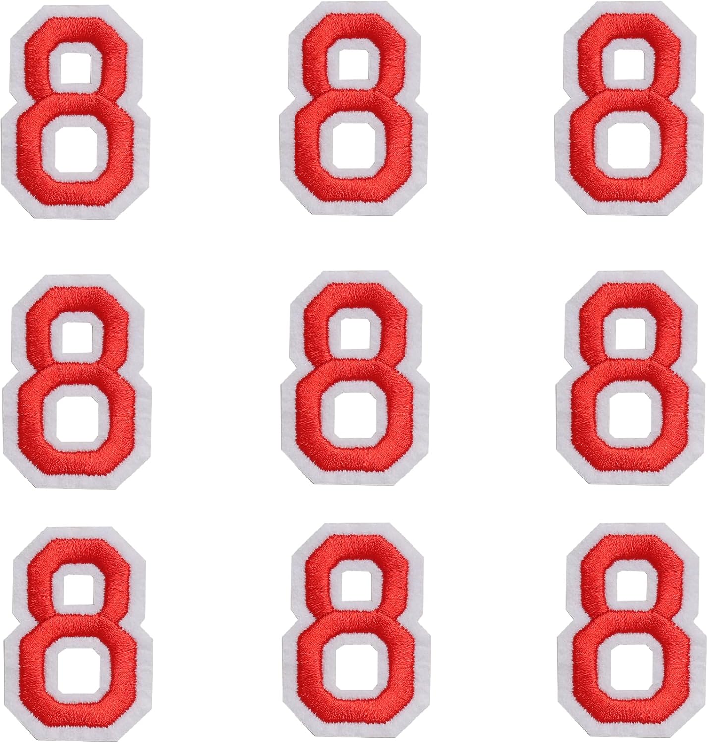 GYGYL Iron on Number Patches, 9PCS of 2 Inch Red Number "8