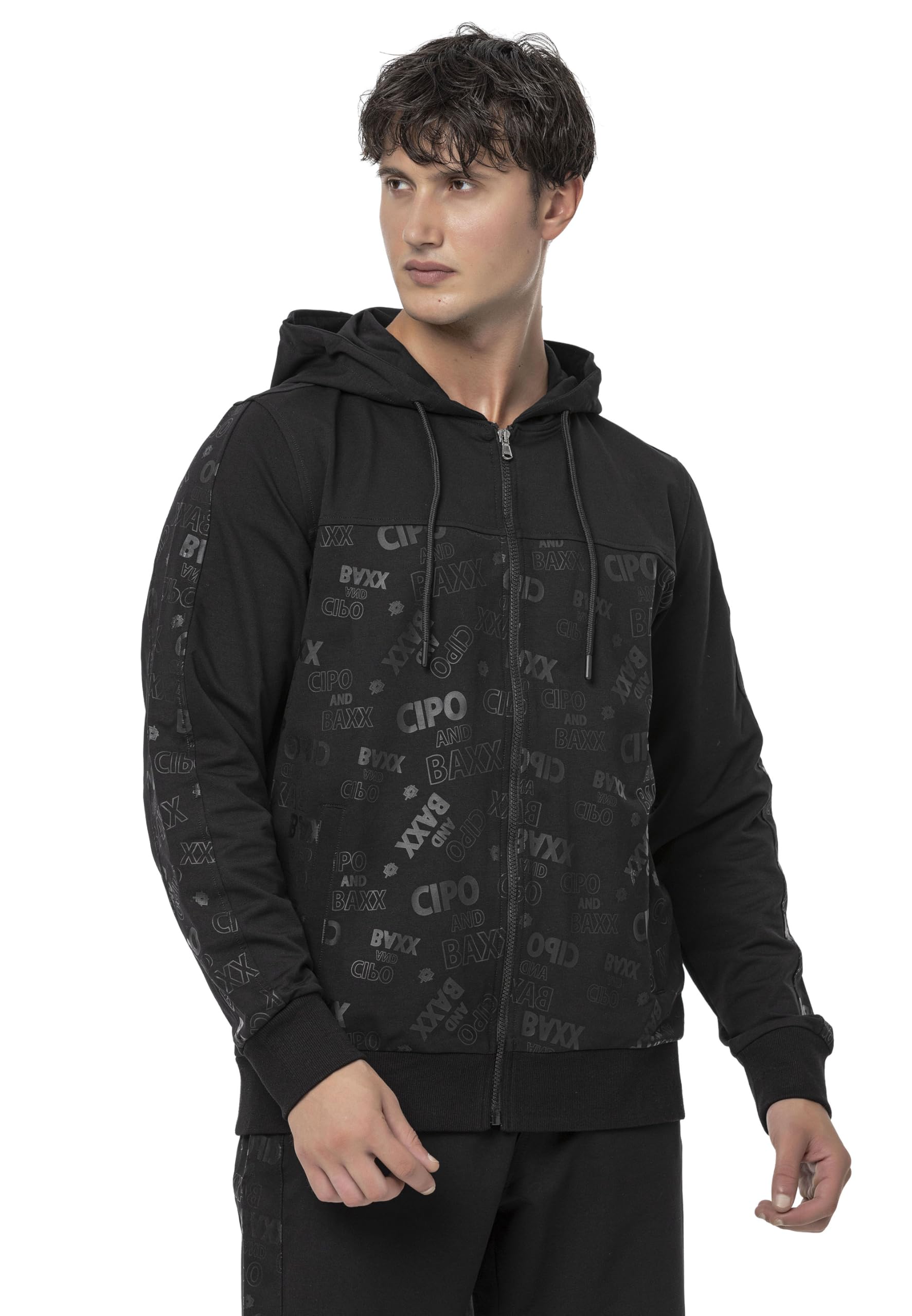 Cipo & Baxx Sudadera con capucha para hombre de la serie – Elegante suéter en estilo moderno casual de calle con cremallera y capucha para el día a día, ocio y fiesta