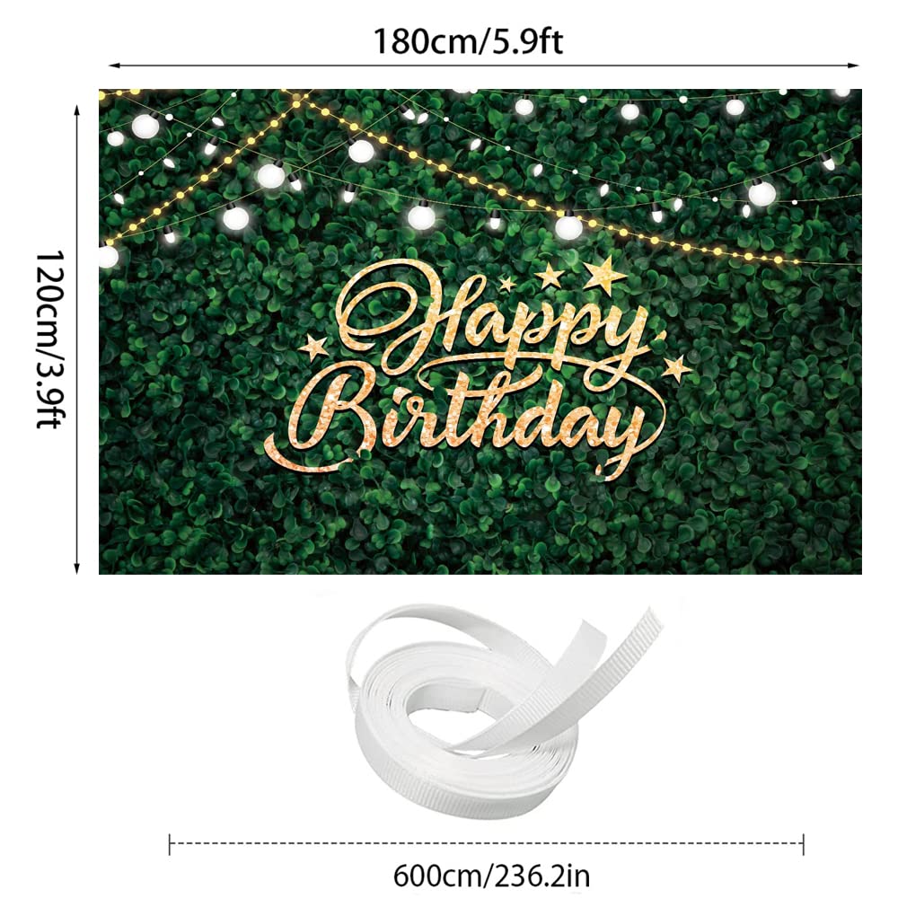 Sensfun Fotohintergrund „Happy Birthday“ – Grüne Blätter Mit Rosa Neon, 2,1x1,5 M, Vinyl, Für Partys & Fotos