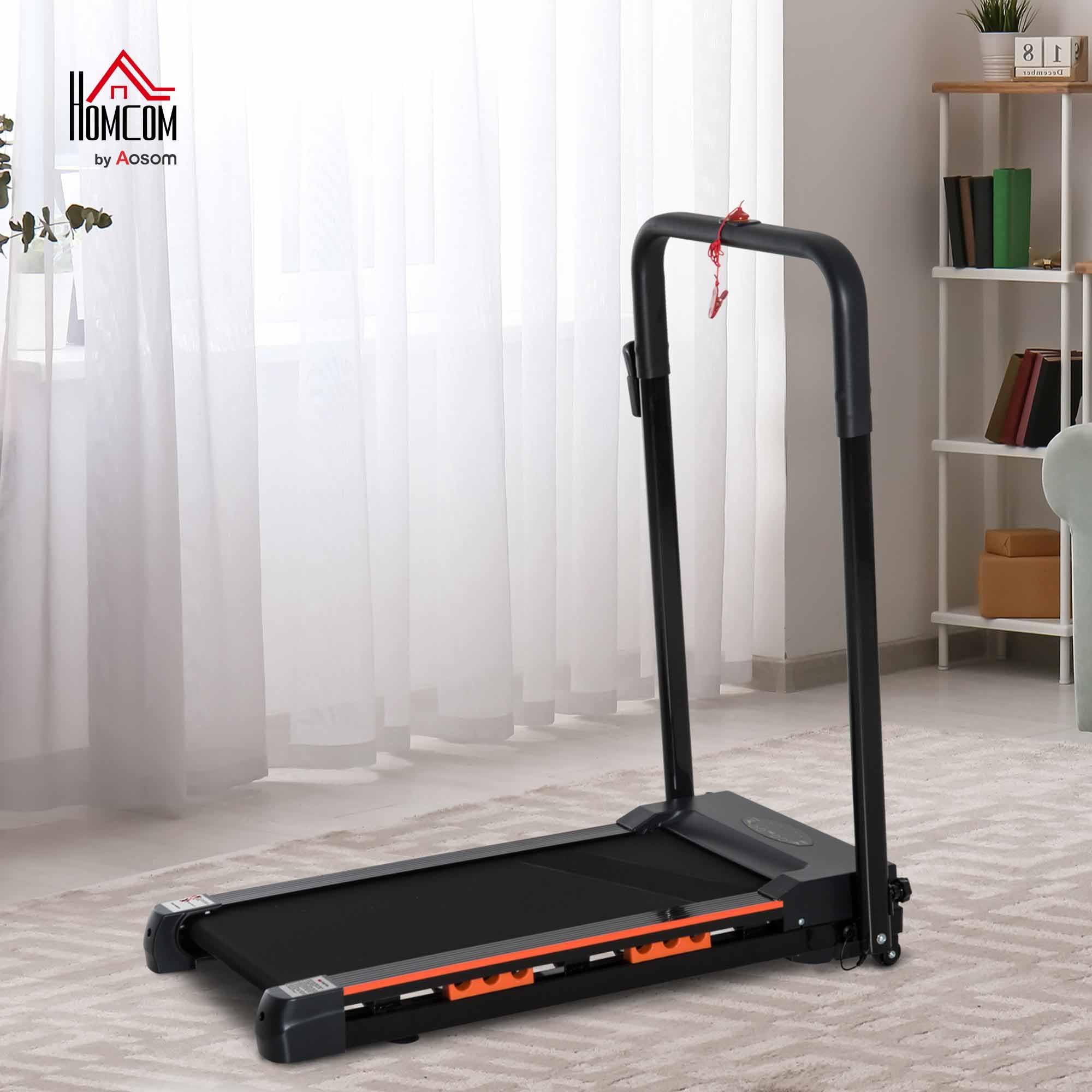 Bieżnia elektryczna HOMCOM z wyświetlaczem LCD, składana maszyna do ćwiczeń, 1–6 km/h, stal, czarny, 54 x 101 x 105 cm | Składane urządzenie fitness, 1-6 km/h, stalowy