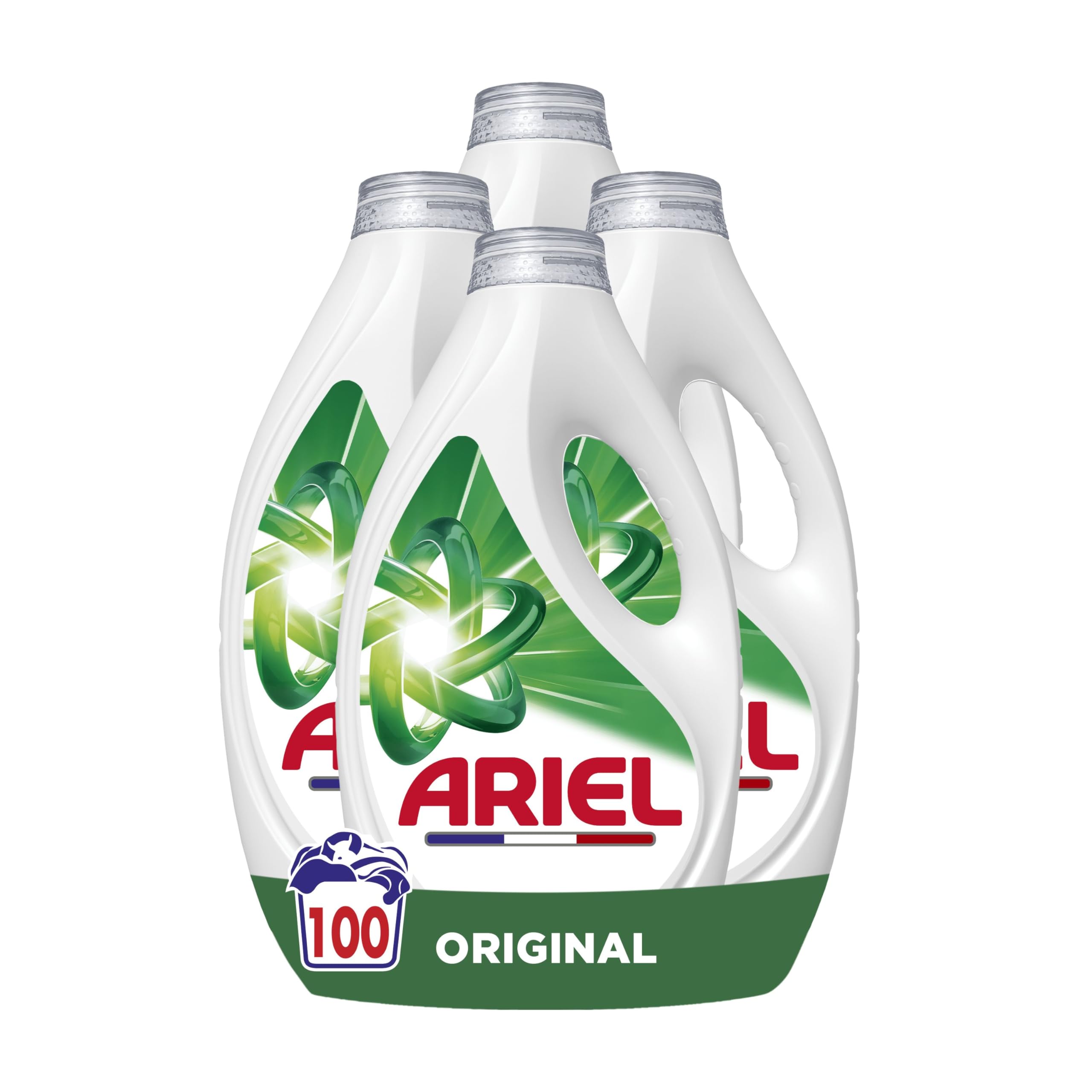 Ariel Original Lessive Liquide, 100 Lavages, Action Détachante En 1 Seul Lavage, Impeccable Même à Froid, Fabriqué en France