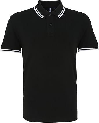 Asquith & Fox Mens Classic Fit Tipped Polo Shirt L Black/White