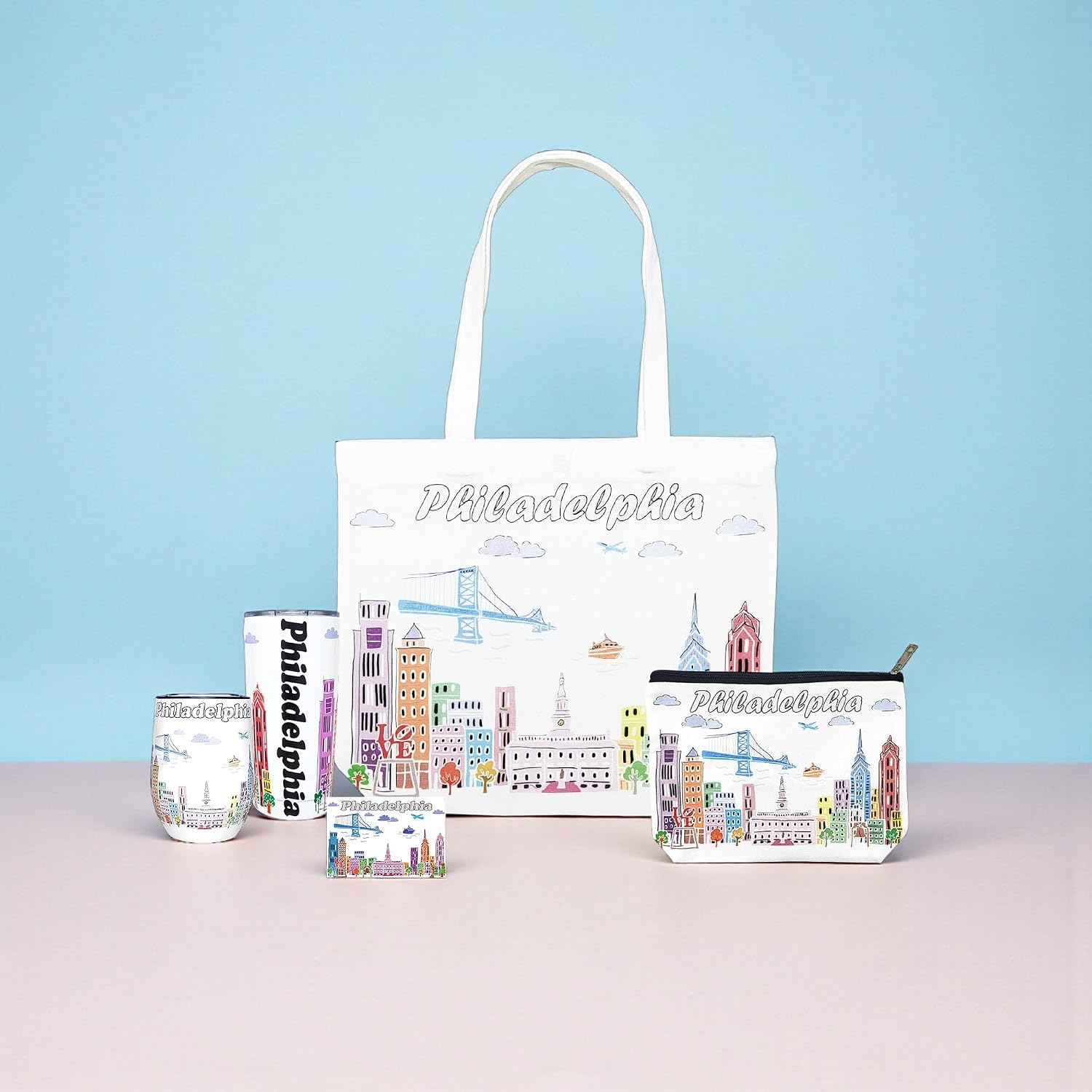 City Themed Artwork Tote Bag with Zipper Series- Designed in the USA, 17"x14", Souvenir & Gift