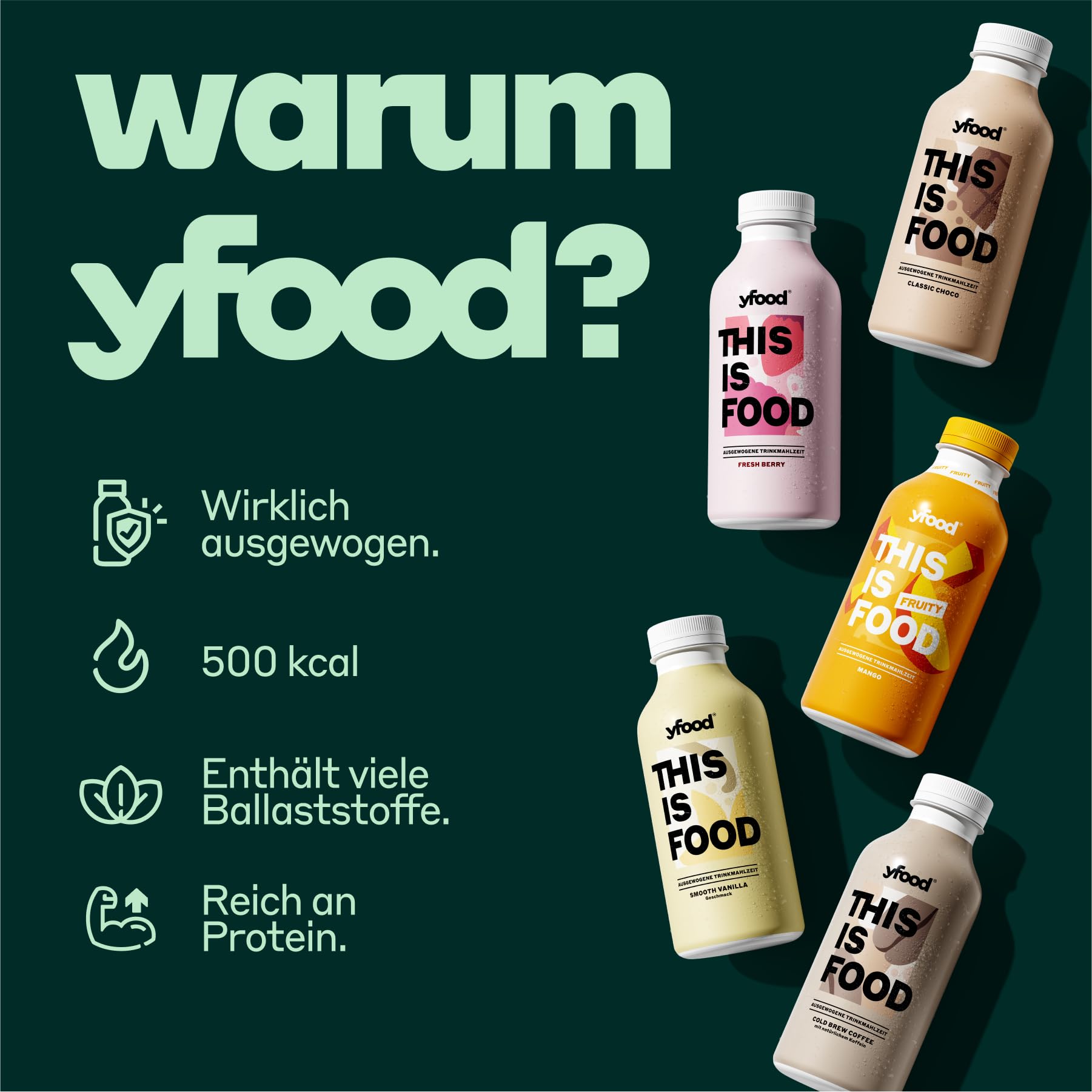 yfood Trinkmahlzeit Probierpaket Classic, 5 x 500ml, inkl. 1,25 € Pfand (5 x 500 ml, Probierpaket classic) - Vollwertig & ready-to-drink