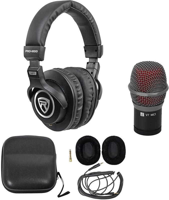 SE Electronics V7MC1STMP3 Bundle: Wireless Supercardioid Mic Capsule for Shure Transmitter with Protective Pouch, PRO-M50 Closed-Back Studio Headphones, 2-Items