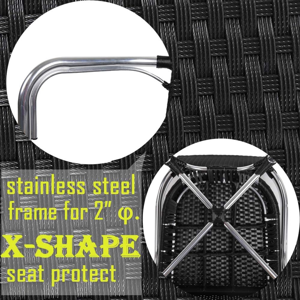 Wicker Bistro Set - Rattan Patio Chair Set of 4 Dining Side Chair with Armrest - Stackable Indoor Outdoor Furniture for Garden or Deck