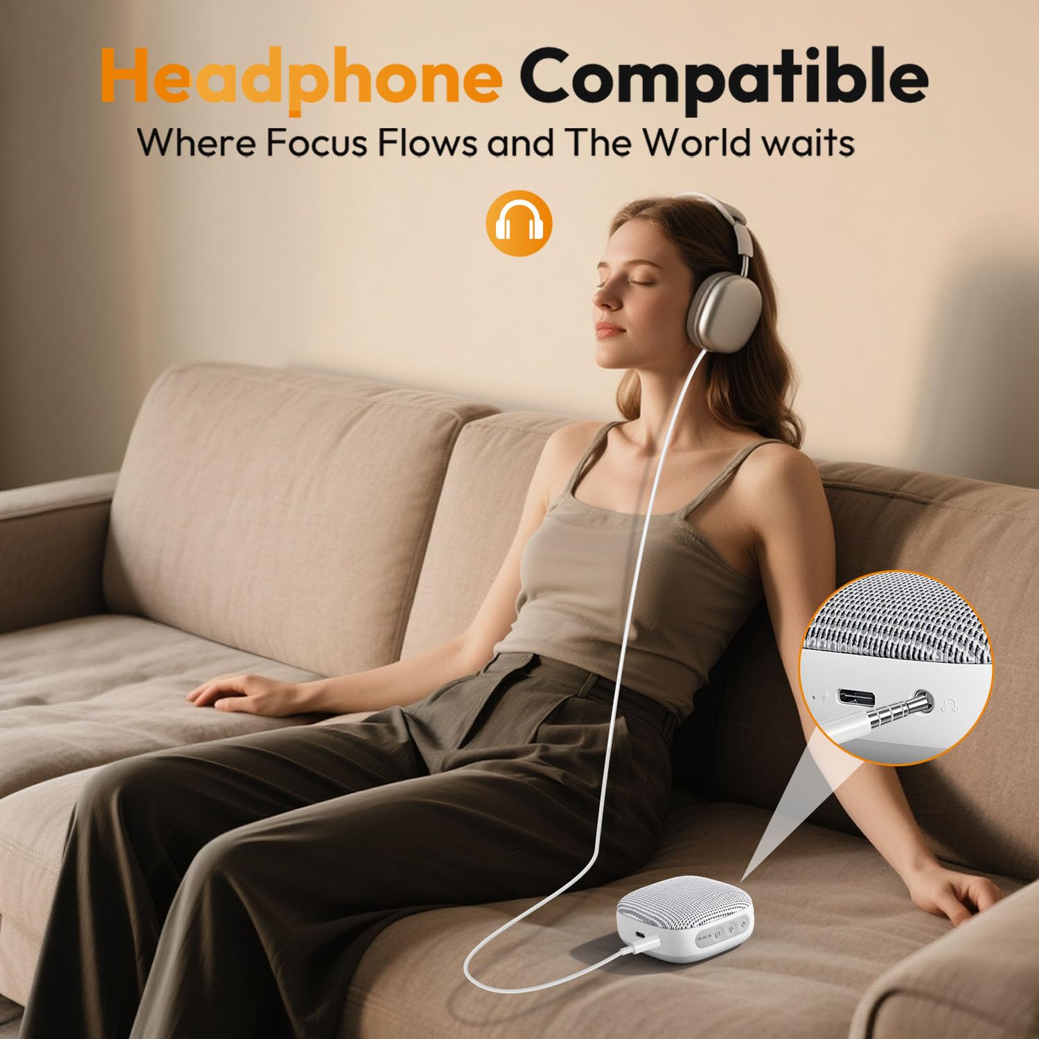 HOMEBEST Macchina audio per adulti, bambini, mini macchina audio portatile per dormire, jack per cuffie e timer, 21 suoni fluidi, mascheratura del rumore per la privacy in ufficio, asilo nido,