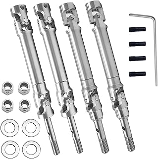 Stainless Steel CVD Front & Rear Drive Shafts Fit for 1/10 Traxxas 4WD Slash Platinum/Ultimate/VXL 4x4 /Rustler VXL 4X4/Stampede VXL 4X4/ Hoss VXL 4X4/ RC Car Upgrades Patrs 4PCS (Silver)
