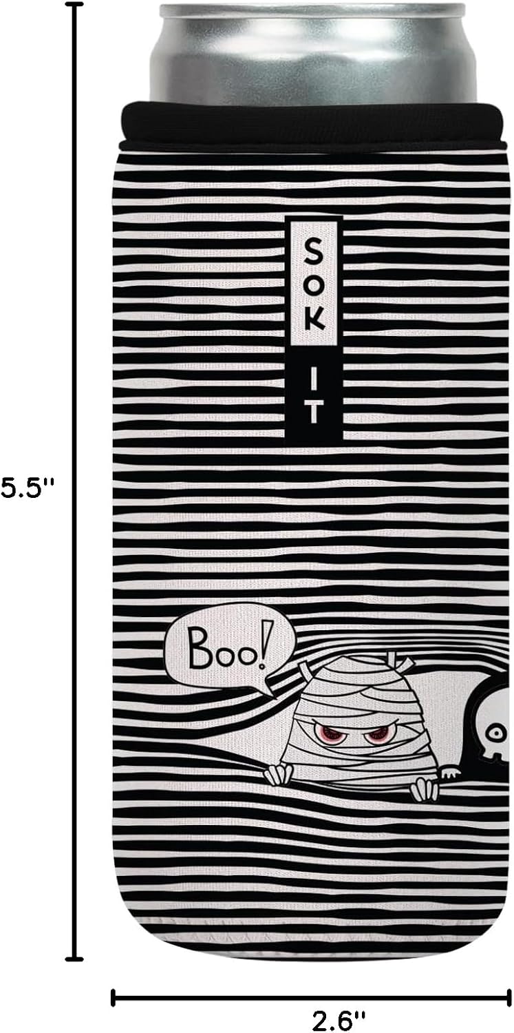 Sok It CanSok Sleeve for Beer & Soda Insulated Neoprene Cover (Peek-A-BOO, 12oz Slim Can Sleeve)