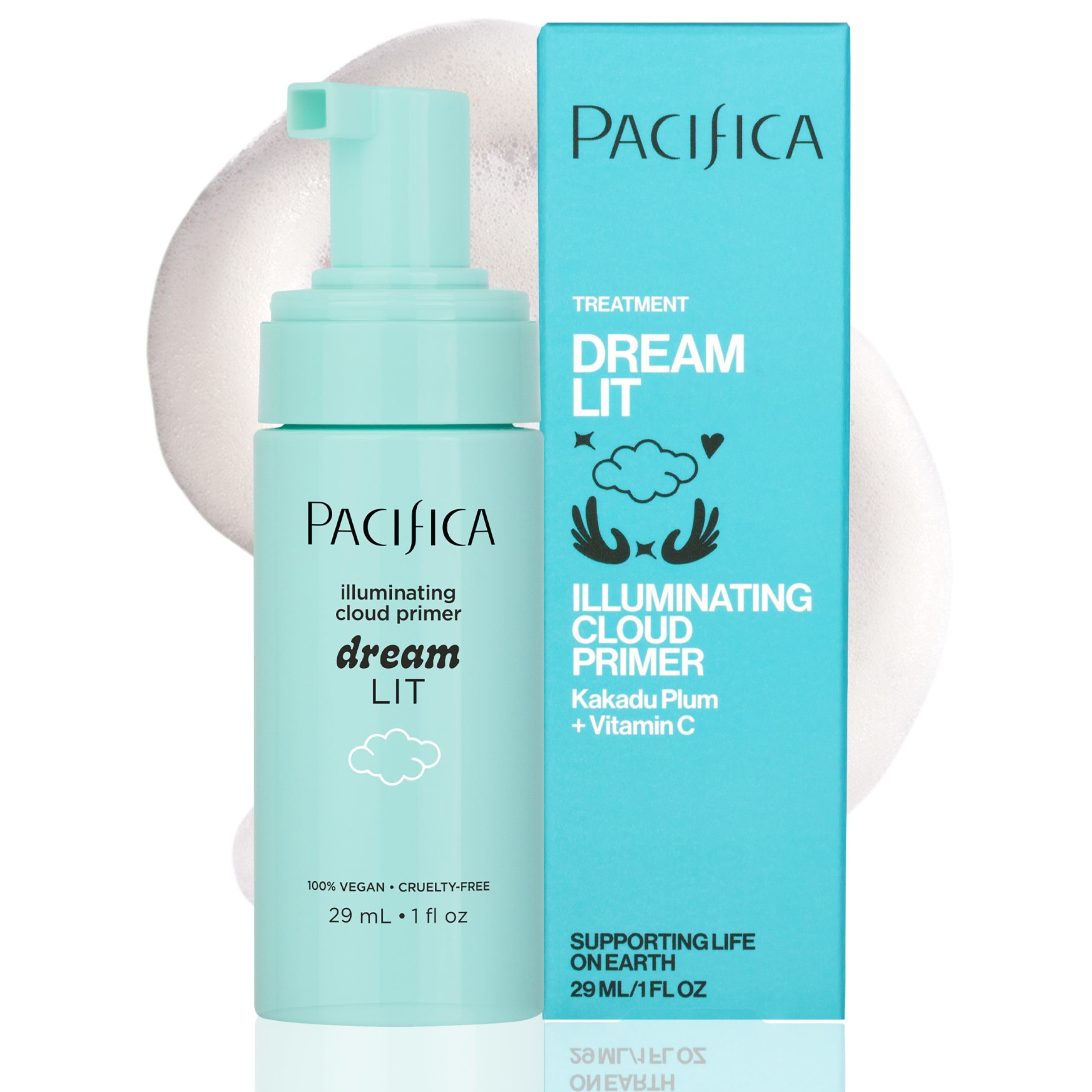 Pacifica Dreamlit Illuminating Foaming Primer with Vitamin C & Hyaluronic Acid – Hydrating Brightening Face Makeup Base for Glowing, Long-Lasting Foundation Wear – 1 fl oz Clean Beauty Vegan Formula 1 Fl Oz (Pack of 1) Dreamlit Illuminating Cloud Primer