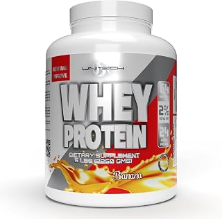 Unitech USK Whey Protein Banana Powder | Muscle Repair & Metabolism Support | Protein with Essential Amino Acids, Enzymes & Minerals | Sports Supplement | Banana Flavor, 80oz