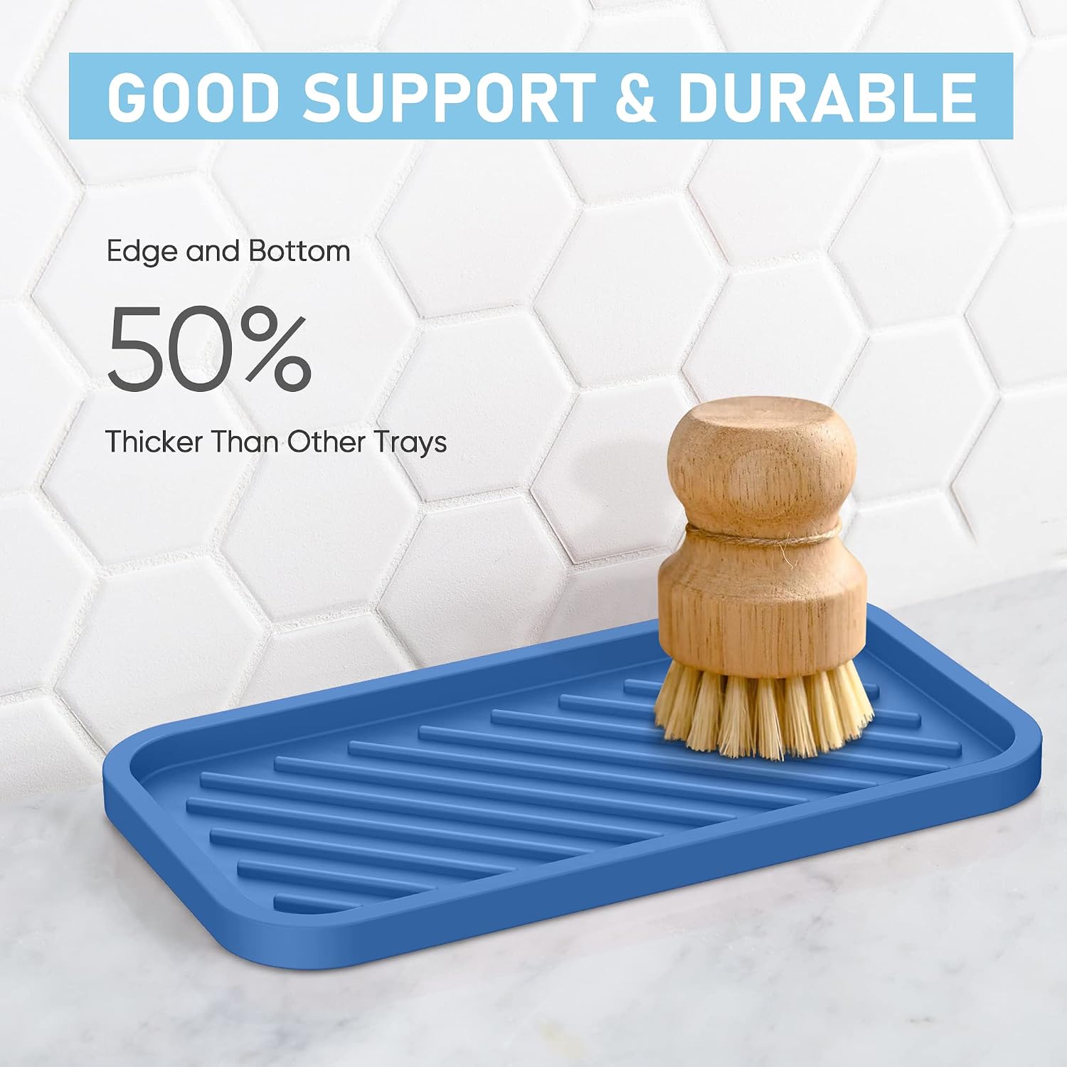 Silicone Sponge Holder-Large Thick Durable 10" Sink Organizer Tray-Kitchen image 5