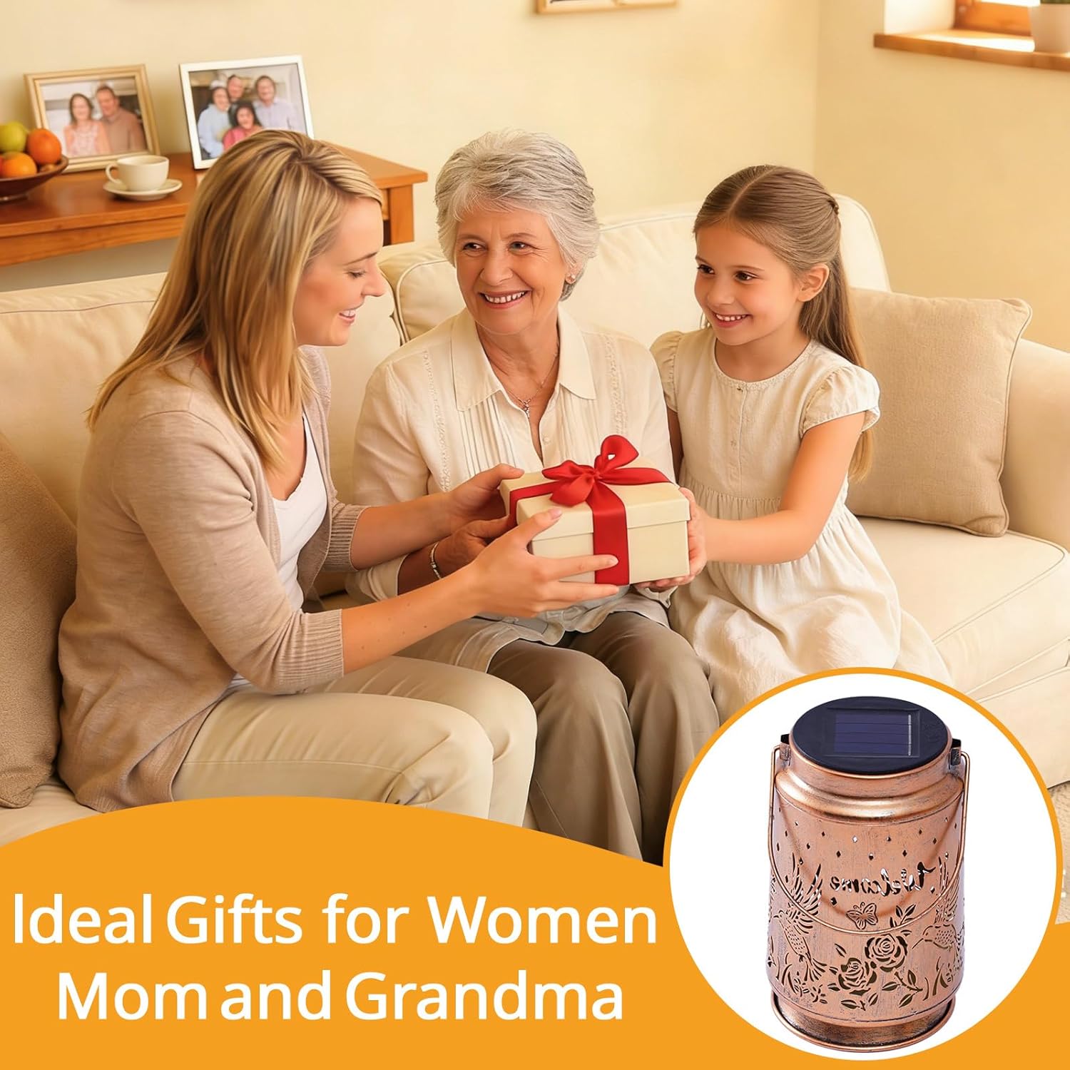 Solar Lanterns Outdoor Waterproof Hummingbird Butterfly Garden Decor Gifts for Women Mom Grandma Hanging Solar Lights Metal Solar Decoration Outside for Yard, Patio, Backyard, Porch