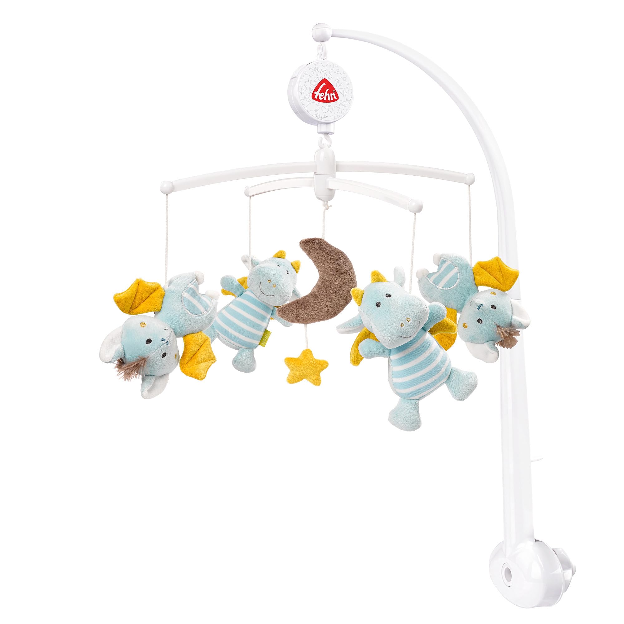 Fehn Music Mobile Little Castle - Juguete musical para ayudar a dormir con simpáticos animales - música móvil melodía "Canción de cuna de Mozart" - Juguete musical móvil para bebés de 0 a 5 meses