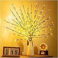 Vista 3 de KXCOFTXI Paquete de 3 ramitas de luces, ramas preiluminadas, luces de ramas con enchufe USB con 60 bombillas LED, luces decorativas románticas