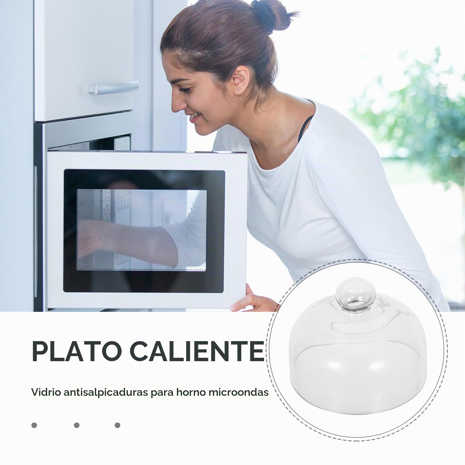 Tapa Cristal Microondas de Vidrio Transparente Alta Resistencia al Calor para Cocina y Horno Microondas, Cubierta Antisalpicaduras para Alimentos y Bowls