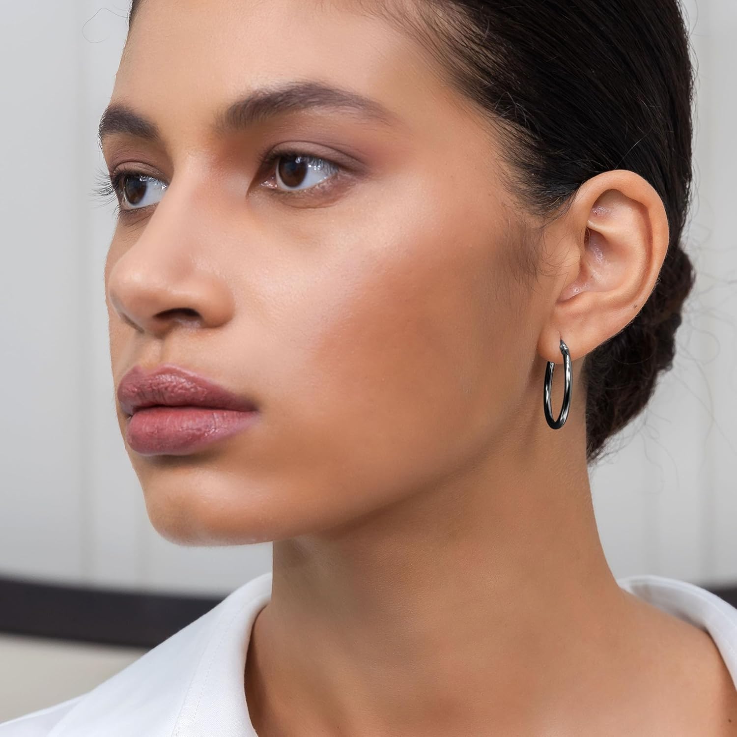 Hoops & Loops 925 Sterling Silver 2mm Hoop Earrings for Women & Men, 14K Gold Plated, Rose Gold, Black Hypoallergenic Lightweight High Polished Click-Top Hoops 15mm-60mm - Image 4