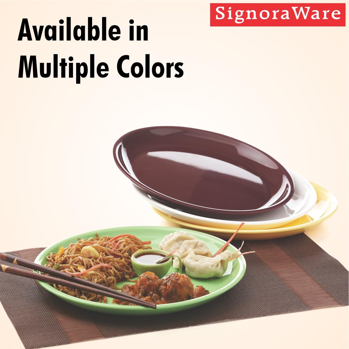 Signoraware Round Plastic Full Plate Set, Set of 3, Lemon Yellow 3