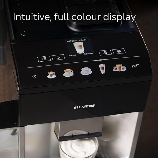 SIEMENS EQ500 Fully Automatic Bean to Cup Coffee Machine with coffeeSelect Display, oneTouch DoubleCup, 9 Coffee Beverages, autoMilk Clean in Daylight, TQ513GB1, Silver/Piano Black - 2