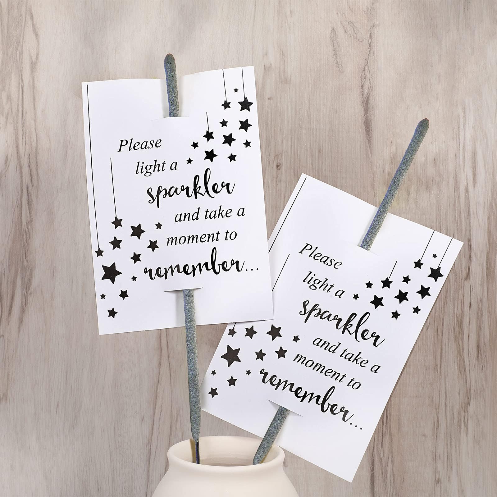 Outus 50 Pieces Memorial Sparkler Cards, No Sparkler - Celebration of Life Decorations Funeral Cards Double Sided for Birthday Anniversary Funeral Memorial Service(White)