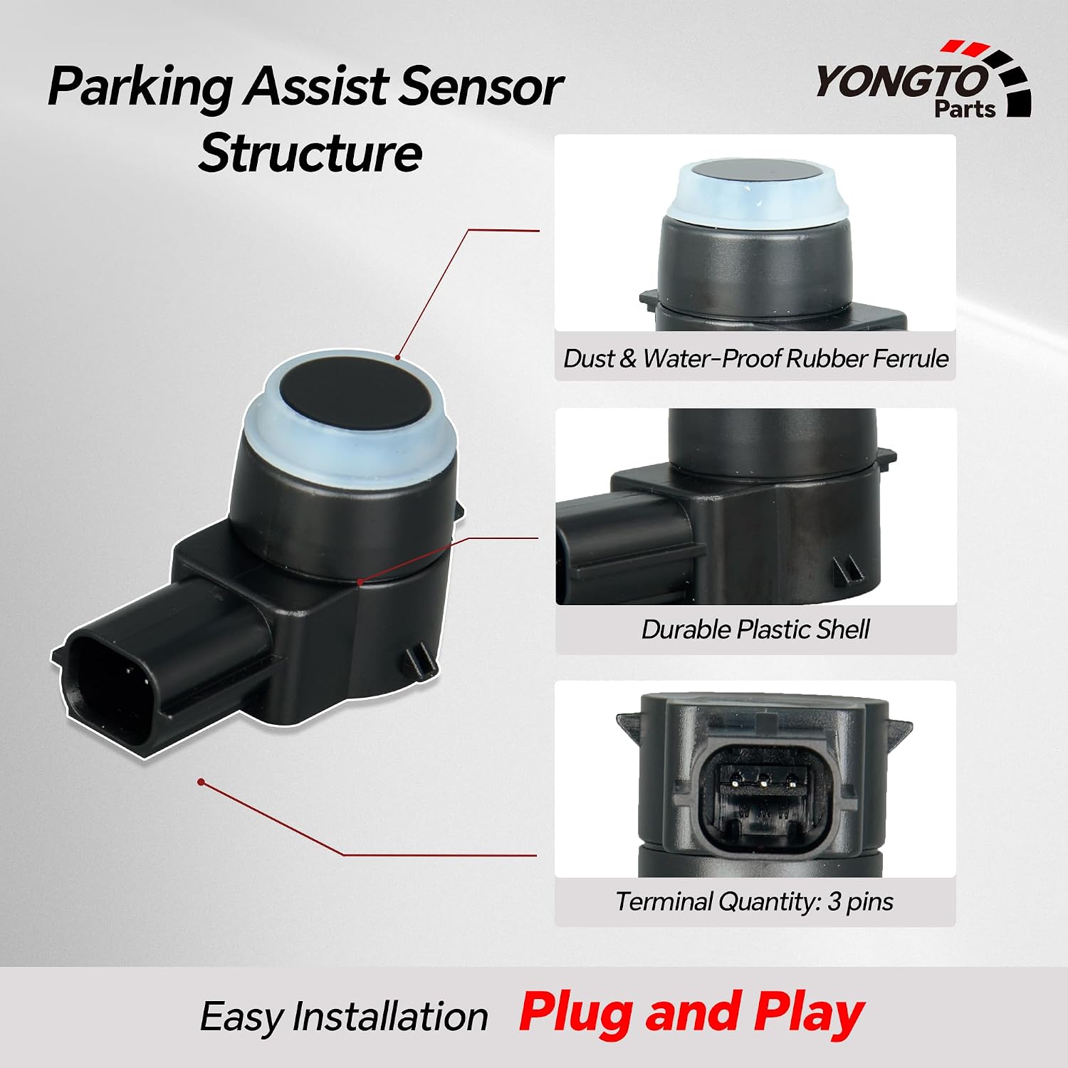 Reverse Parking Assist Sensors 15239247 Backup Bumper Sensor 4PCS Compatible with Chevy Silverado Suburban 1500 2500, GMC Sierra Yukon XL, Cadillac Escalade Replace OE 20908127 25961317