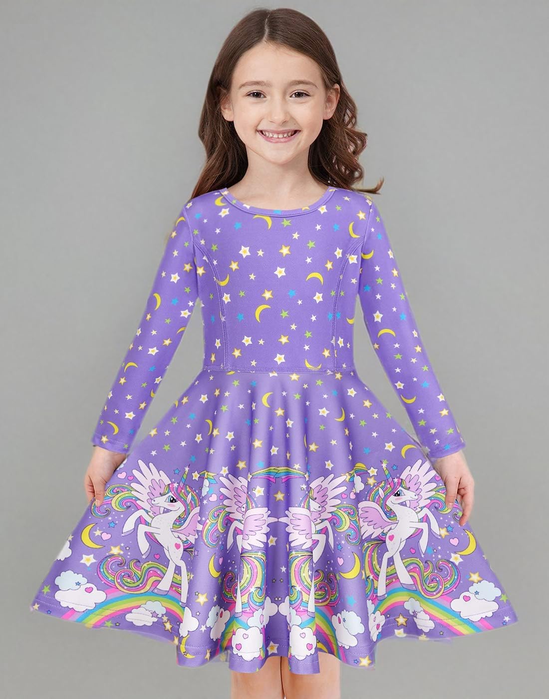 Quedoris Girls Dress Unicorn Printed Casual Party Twirly Dress for Kids in 2t to 10 Years - Image 8