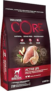 Wellness CORE Active Life Chicken & Turkey, 10 kg, Dry Dog Food for Active Adult Dogs, No Added Sugar, Grain-Free, High Meat Content product image
