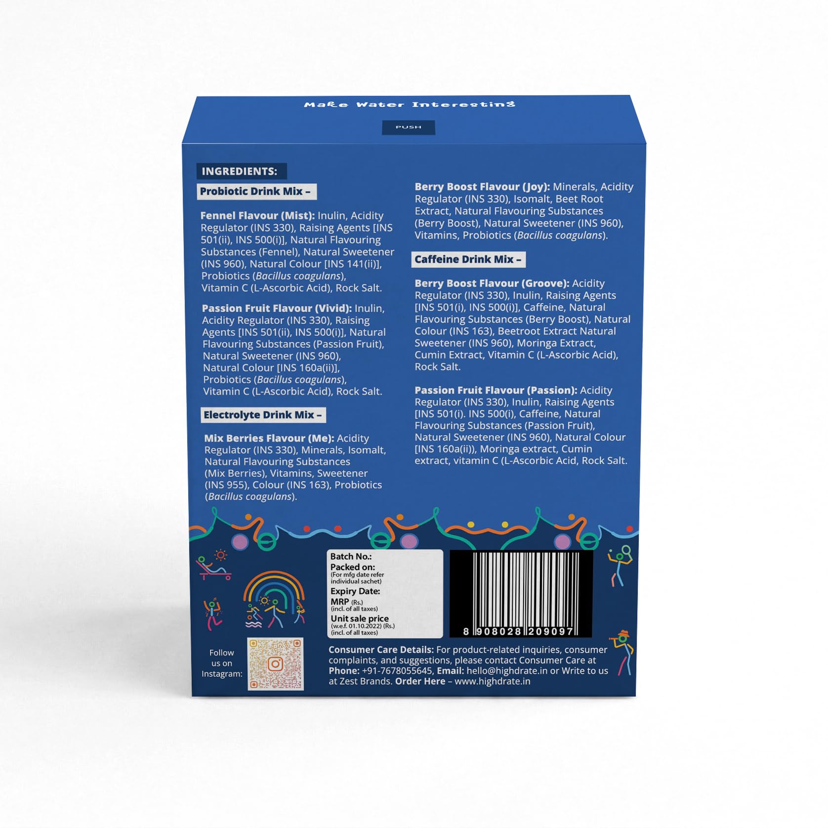 Highdrate Assorted Drink Mix, 6 Sticks | Water Flavouring Sports Mix with Sugar Free Electrolyte Sachets for Hydration, Caffeine for Energy & Focus & Probiotics for Gut Health | Multiple Flavours — Amazon image 8